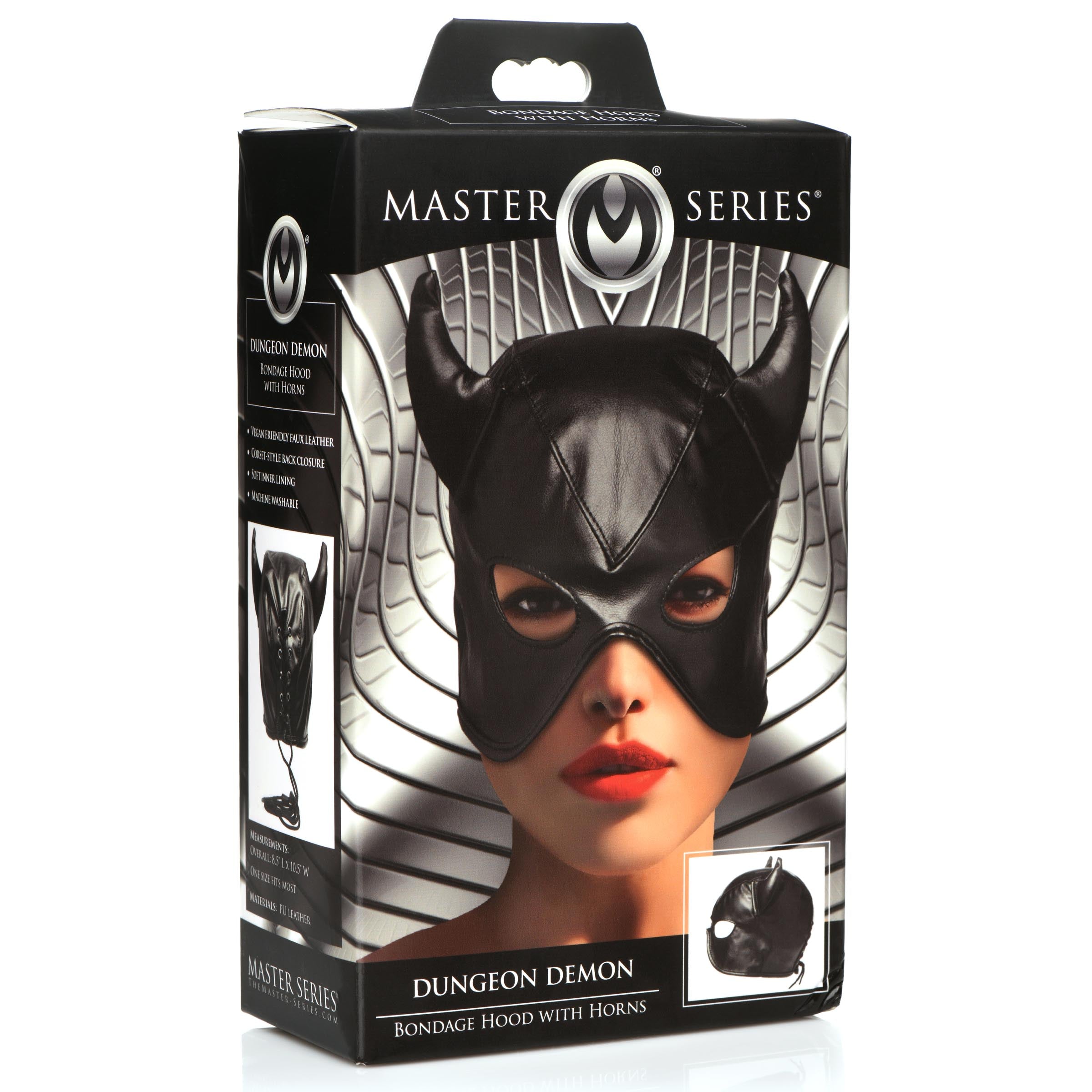 Master Series Fetish Hood with Horns Black