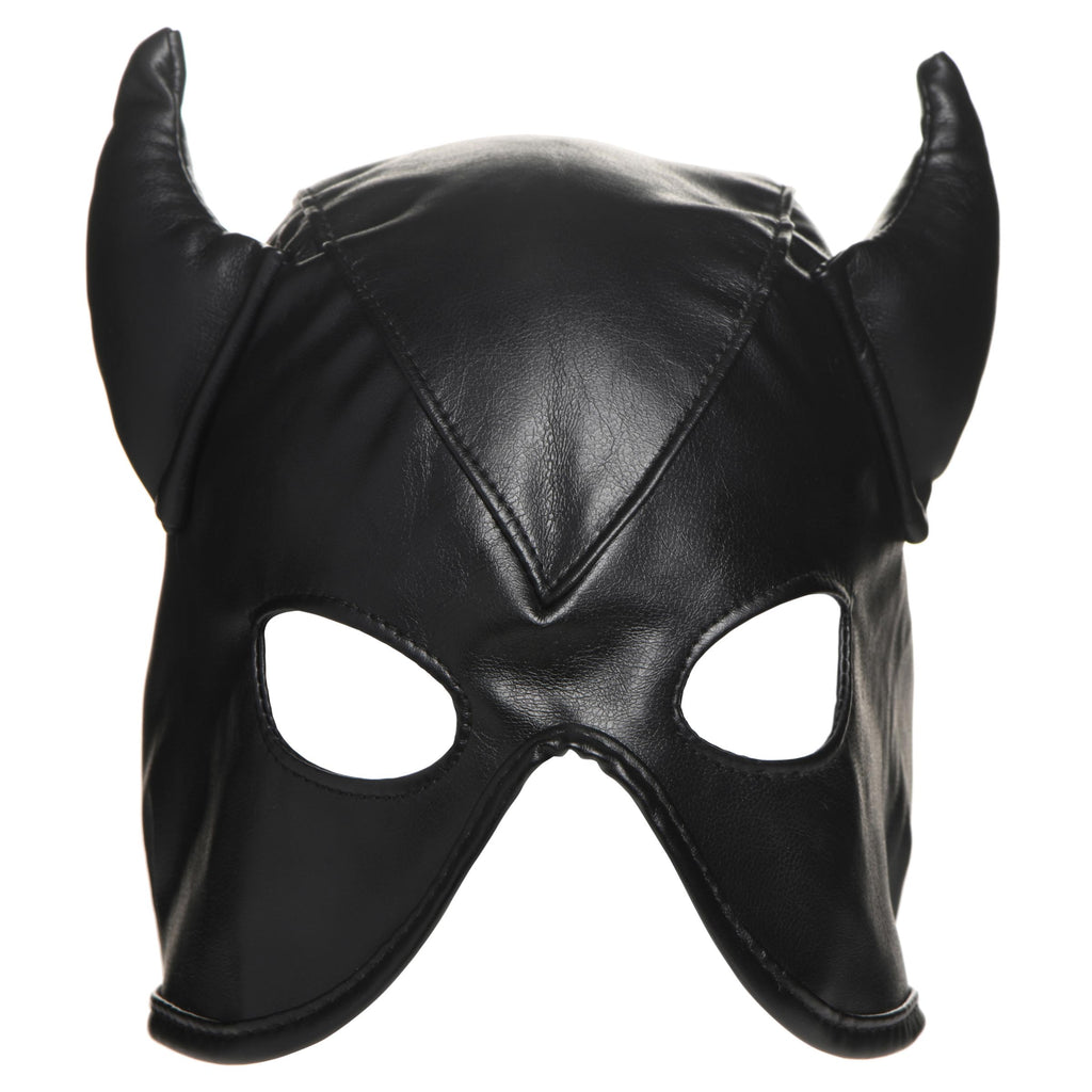 Master Series Fetish Hood with Horns Black