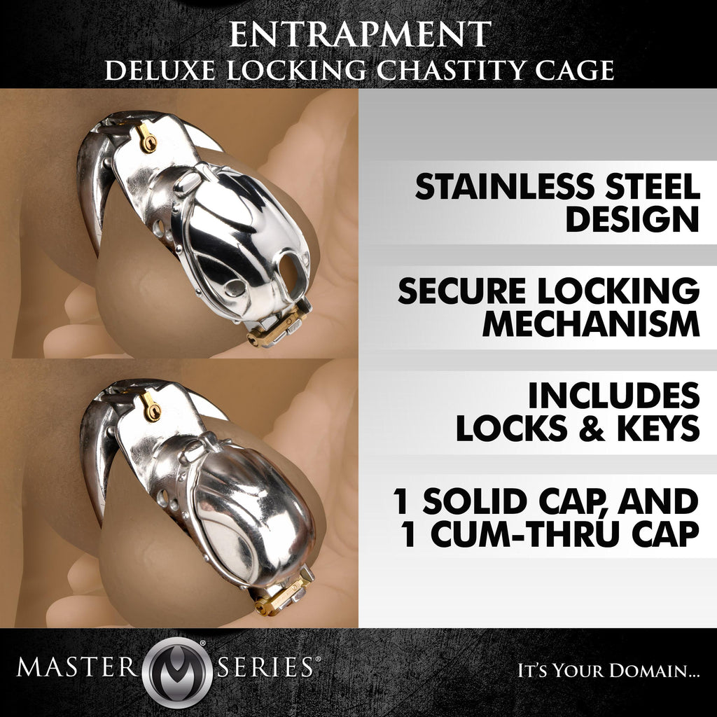Master Series Entrapment Deluxe Locking Chastity Cage Grey