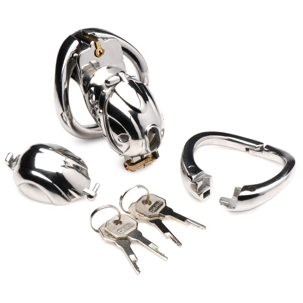 Master Series Entrapment Deluxe Locking Chastity Cage Grey