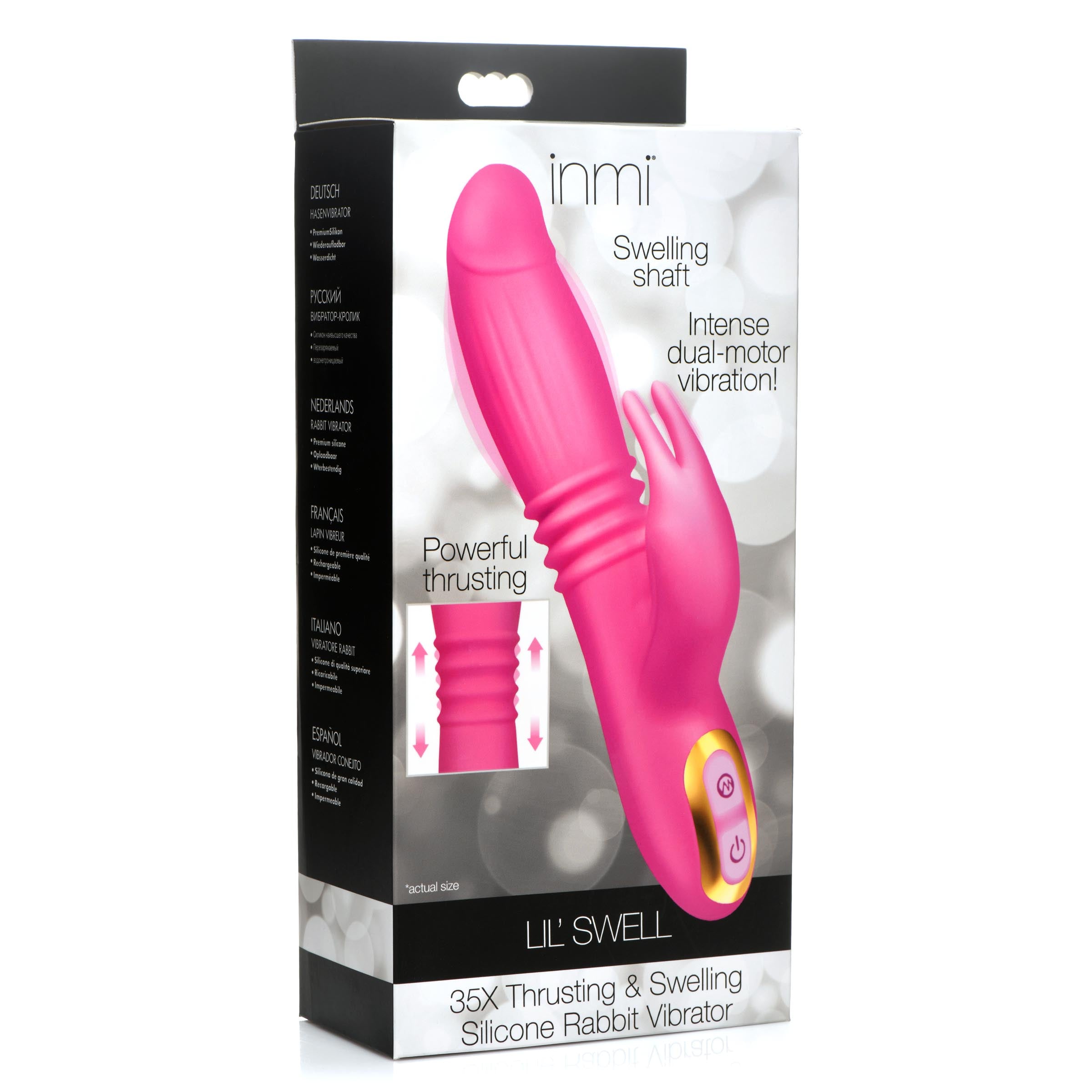 Inmi 35X Lil Swell Thrusting and Swelling Silicone Rabbit Vibrator Pink
