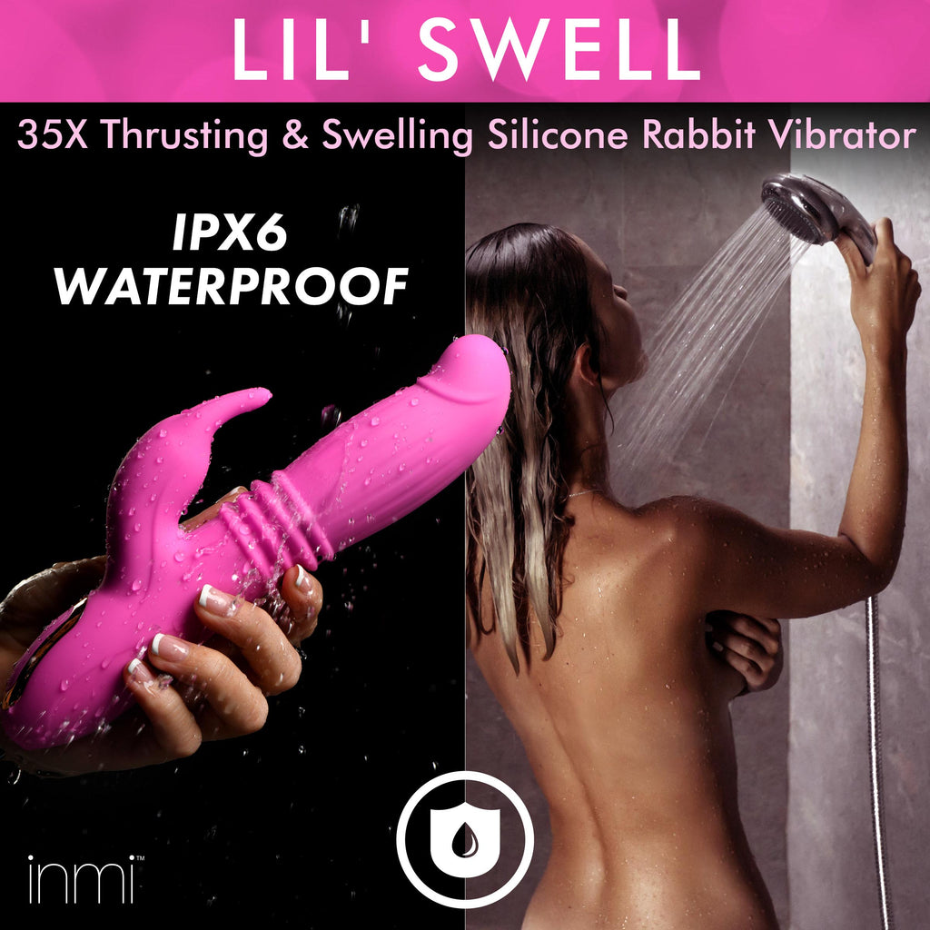 Inmi 35X Lil Swell Thrusting and Swelling Silicone Rabbit Vibrator Pink