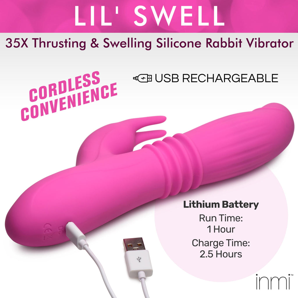 Inmi 35X Lil Swell Thrusting and Swelling Silicone Rabbit Vibrator Pink