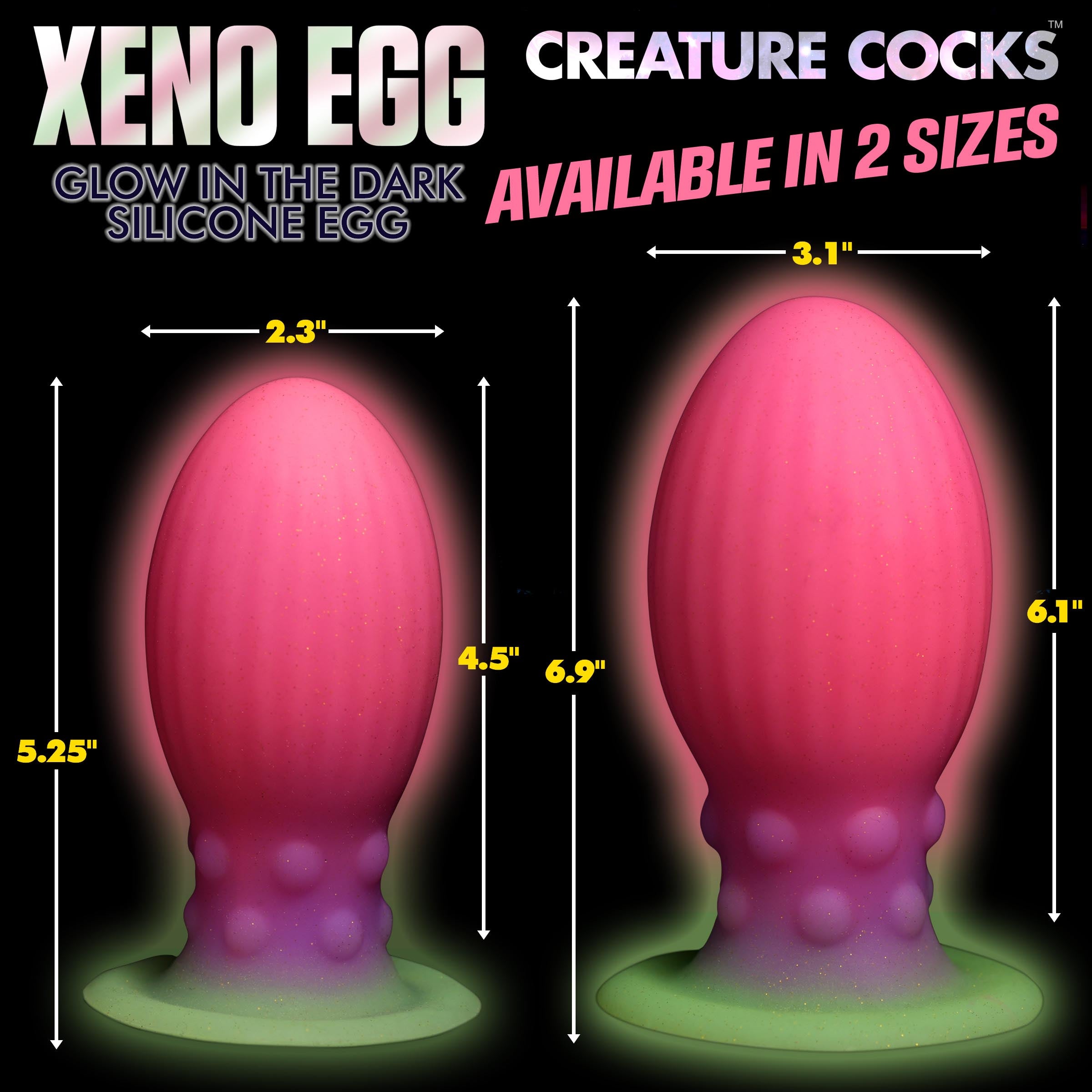 Creature Cocks Xeno Egg Glow in the Dark Silicone Egg - Large Multi