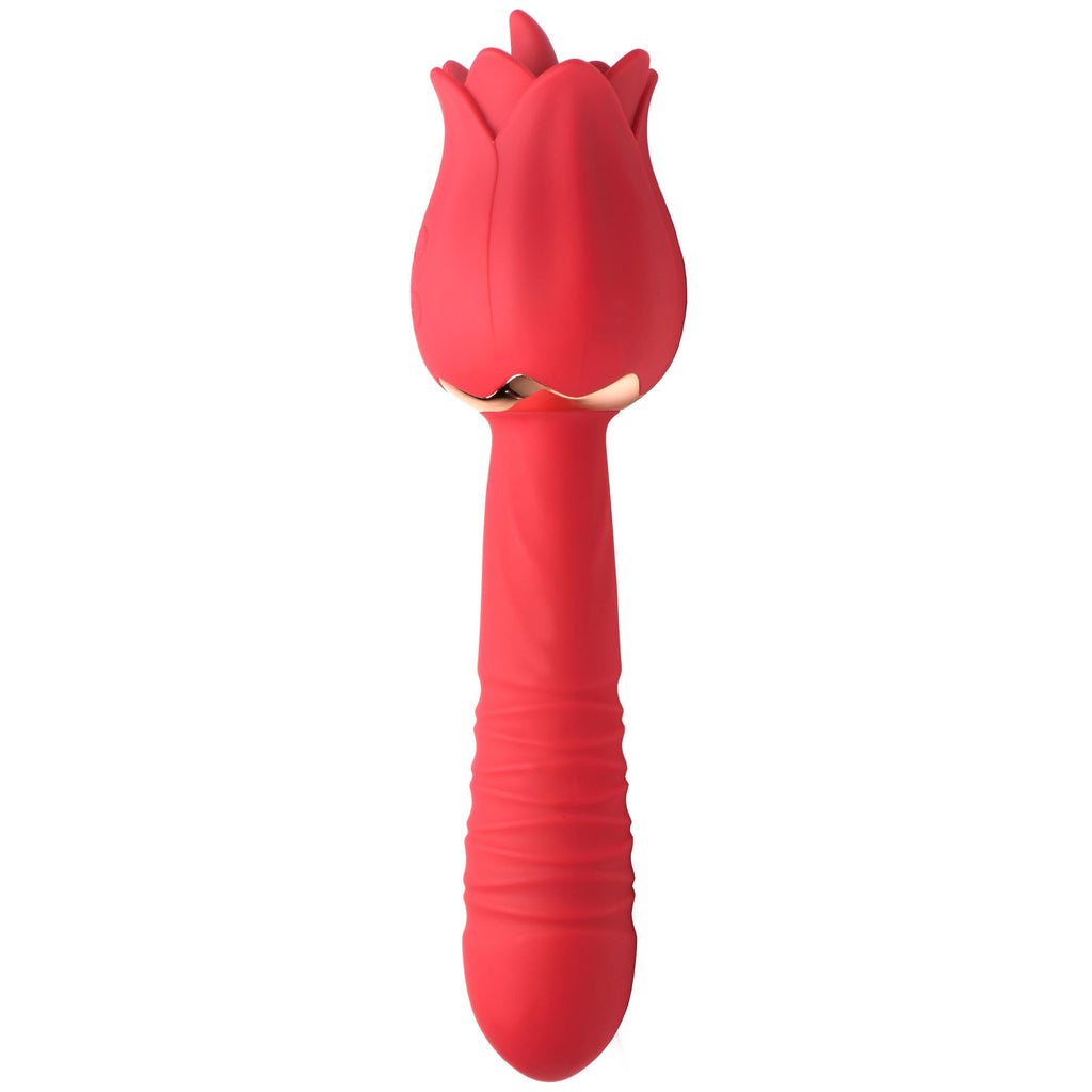 Bloomgasm Racy Rose Thrusting and Licking Rose Vibrator Red