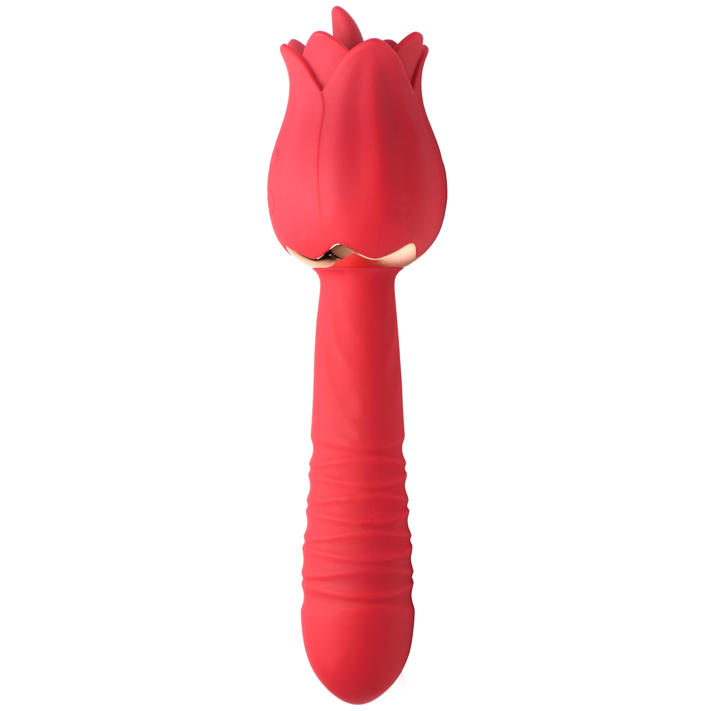 Bloomgasm Racy Rose Thrusting and Licking Rose Vibrator Red