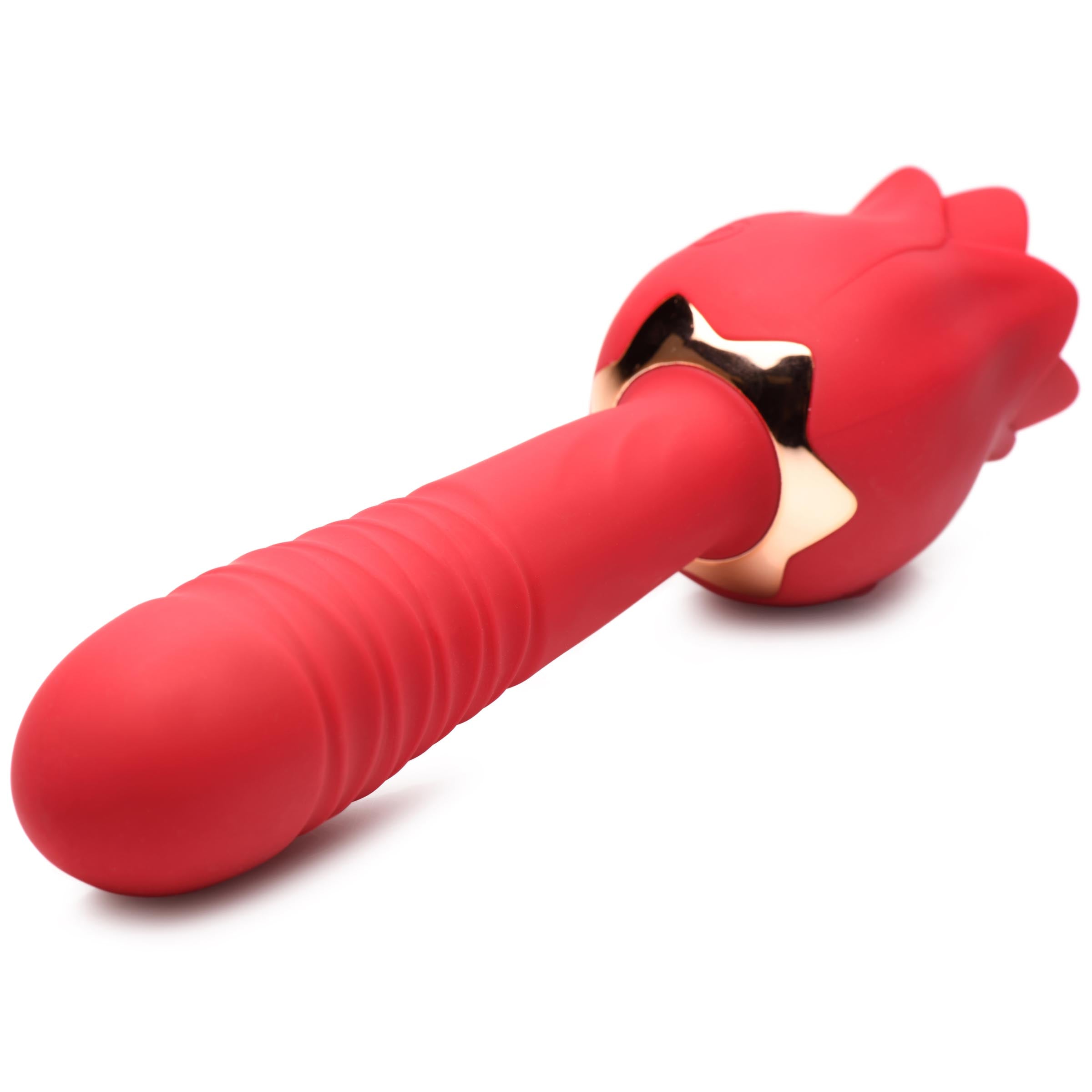 Bloomgasm Racy Rose Thrusting and Licking Rose Vibrator Red