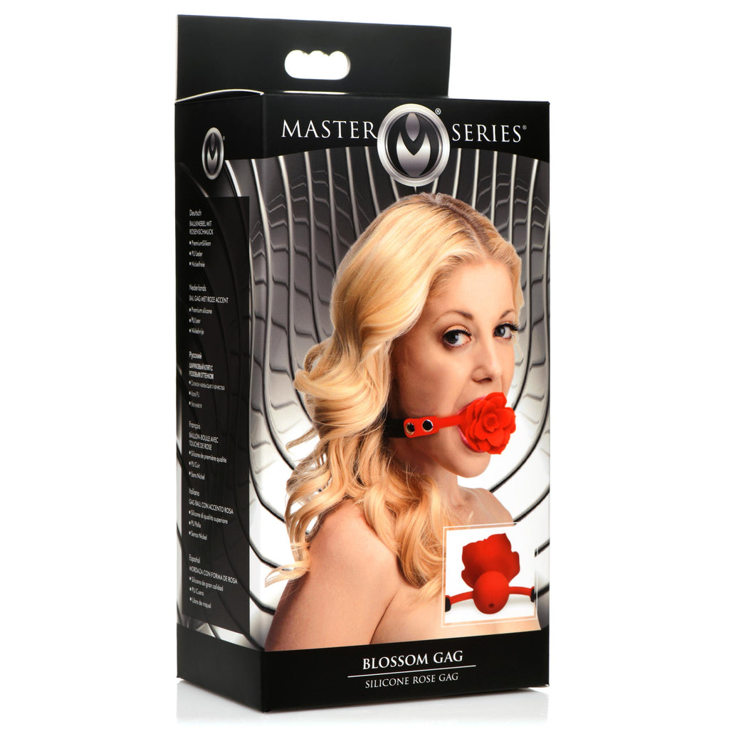 Master Series Blossom Silicone Breathable Rose Gag Red