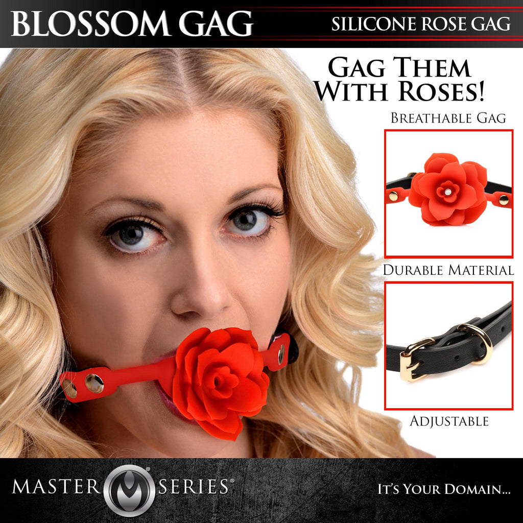 Master Series Blossom Silicone Breathable Rose Gag Red