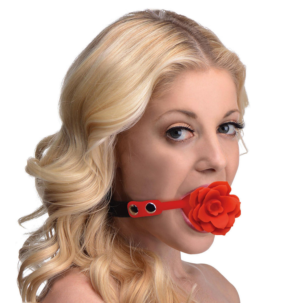 Master Series Blossom Silicone Breathable Rose Gag Red