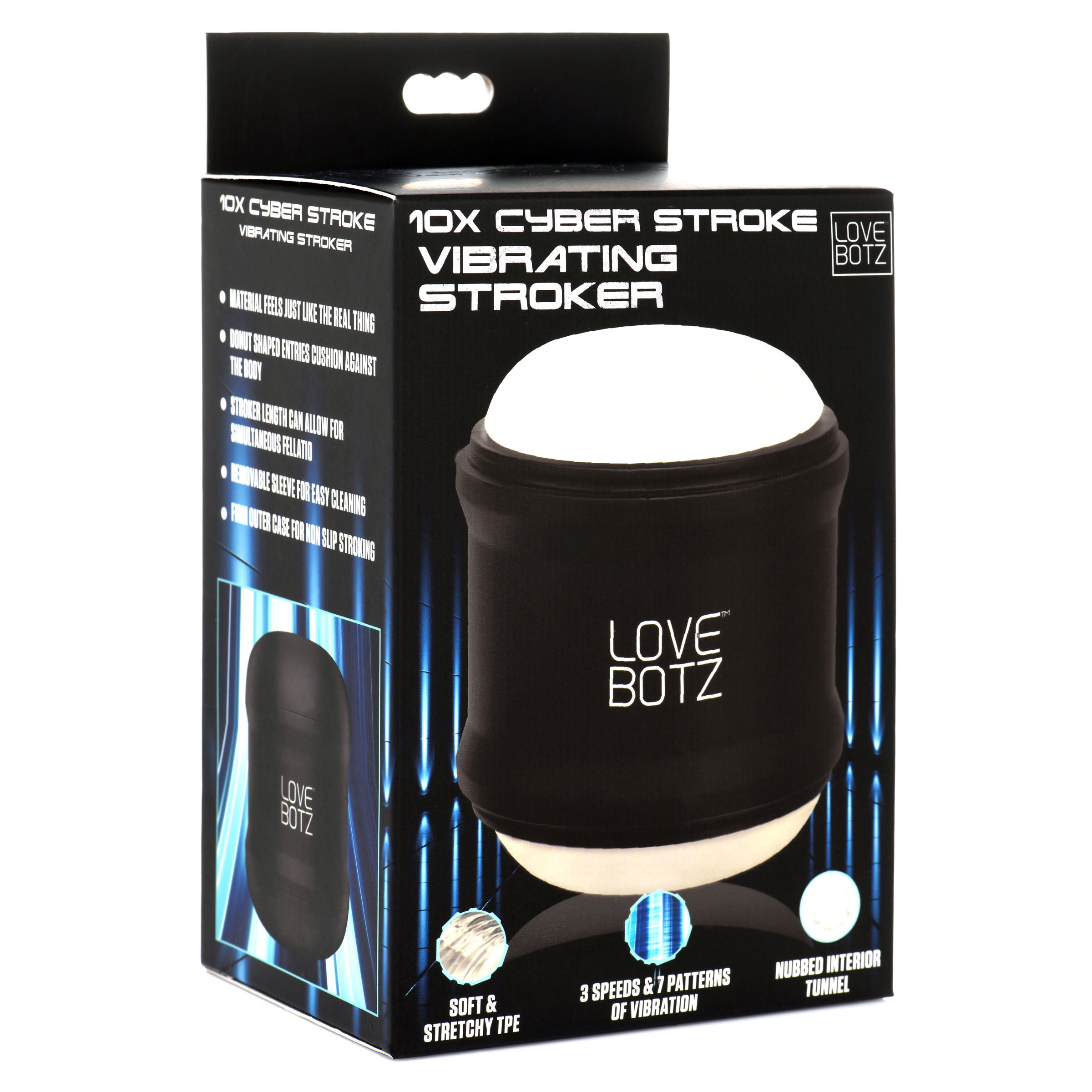 LoveBotz 10X Cyber Stroke Vibrating Masturbator Black