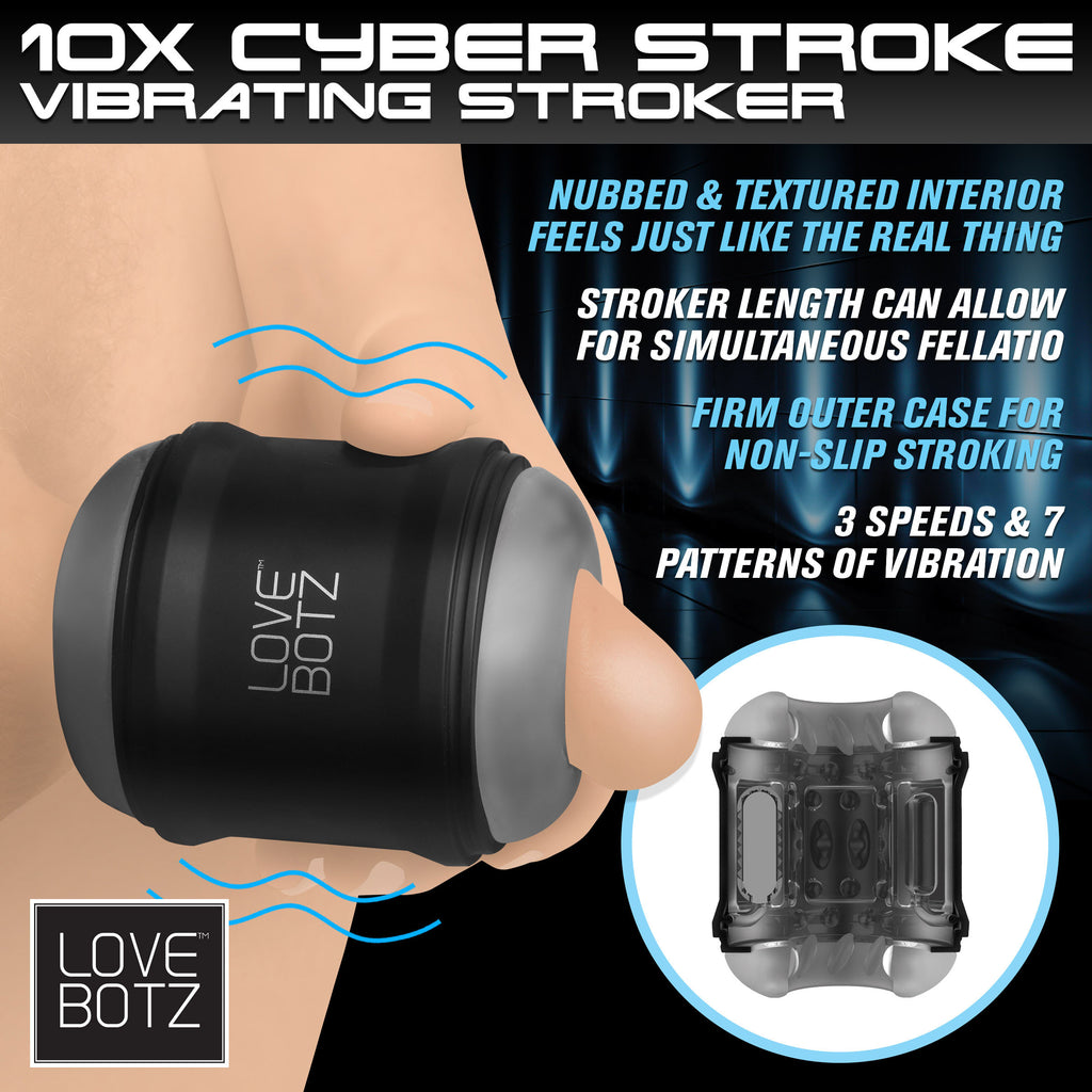 LoveBotz 10X Cyber Stroke Vibrating Masturbator Black