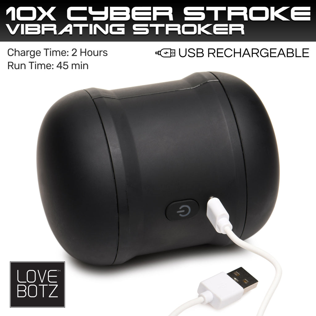 LoveBotz 10X Cyber Stroke Vibrating Masturbator Black