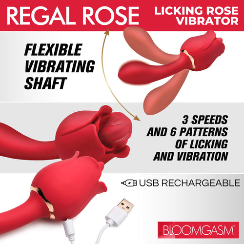 Bloomgasm Regal Rose Licking Rose Vibrator Red