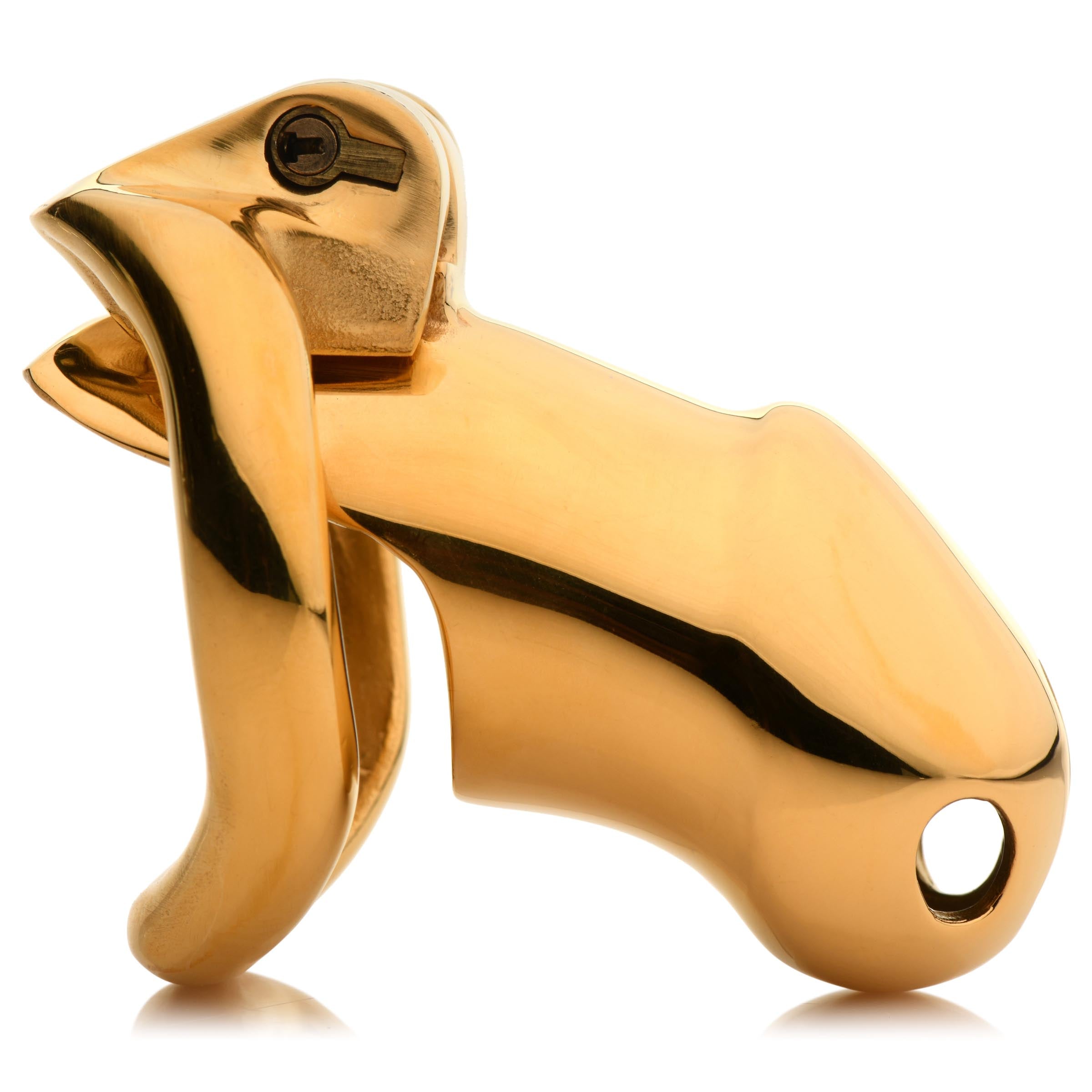 Master Series Midas 18K Gold-Plated Locking Chastity Cage Yellow