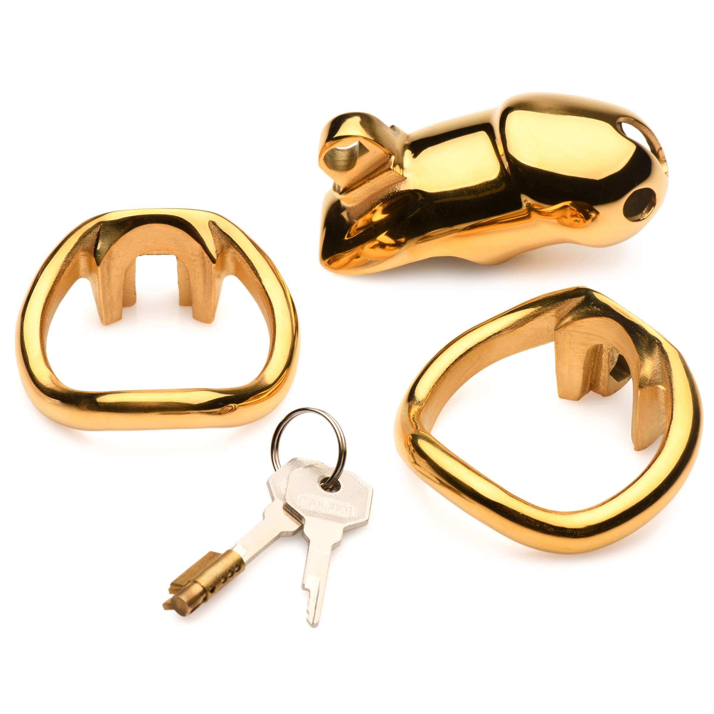 Master Series Midas 18K Gold-Plated Locking Chastity Cage Yellow