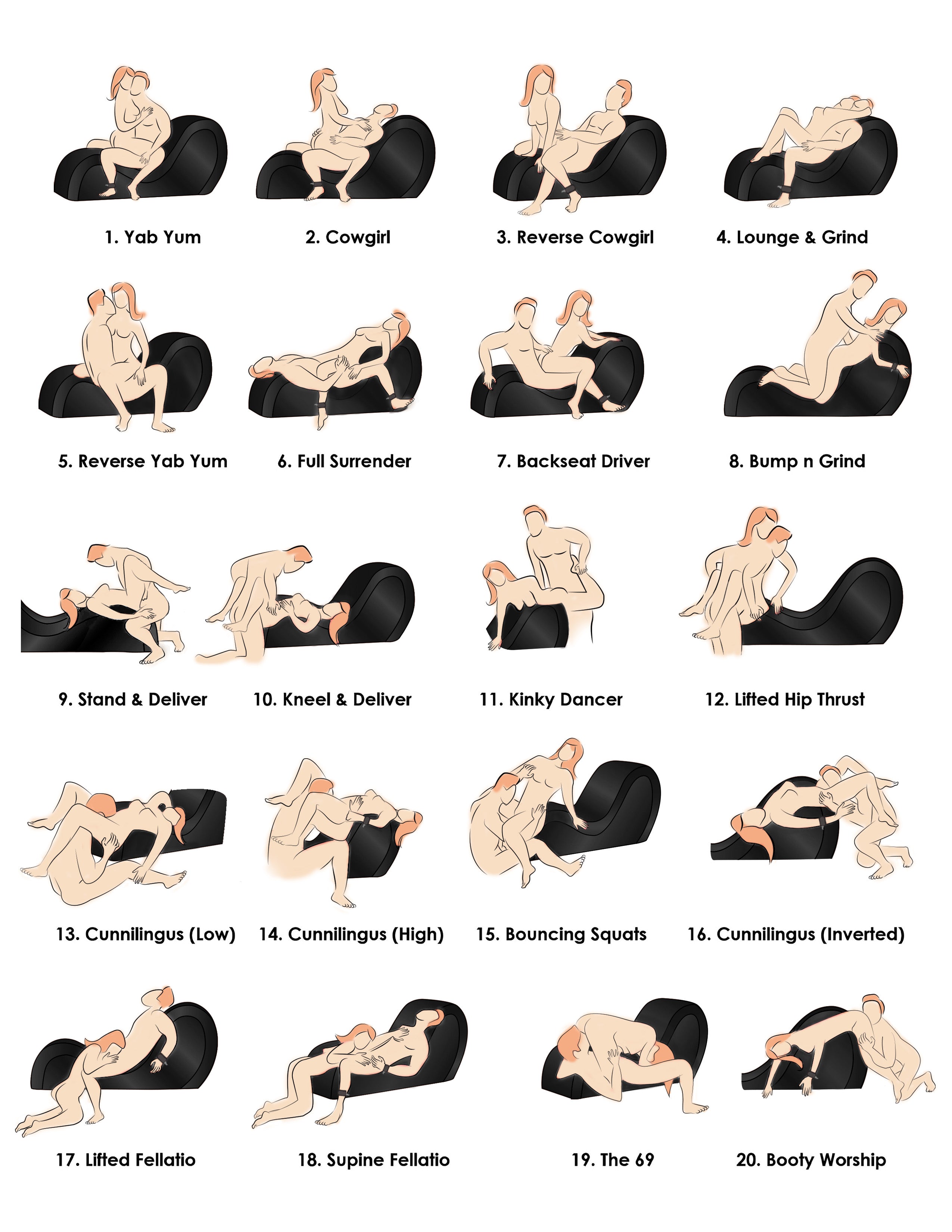 Bedroom Bliss Signature Collection Bondage Love Couch Black