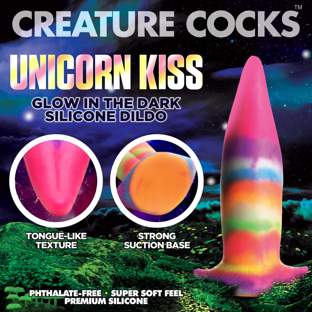 Creature Cocks Unicorn Kiss Unicorn Tongue Glow-in-the-Dark Silicone Dildo Multi