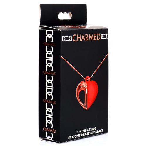 Charmed 10X Vibrating Silicone Heart Necklace Red