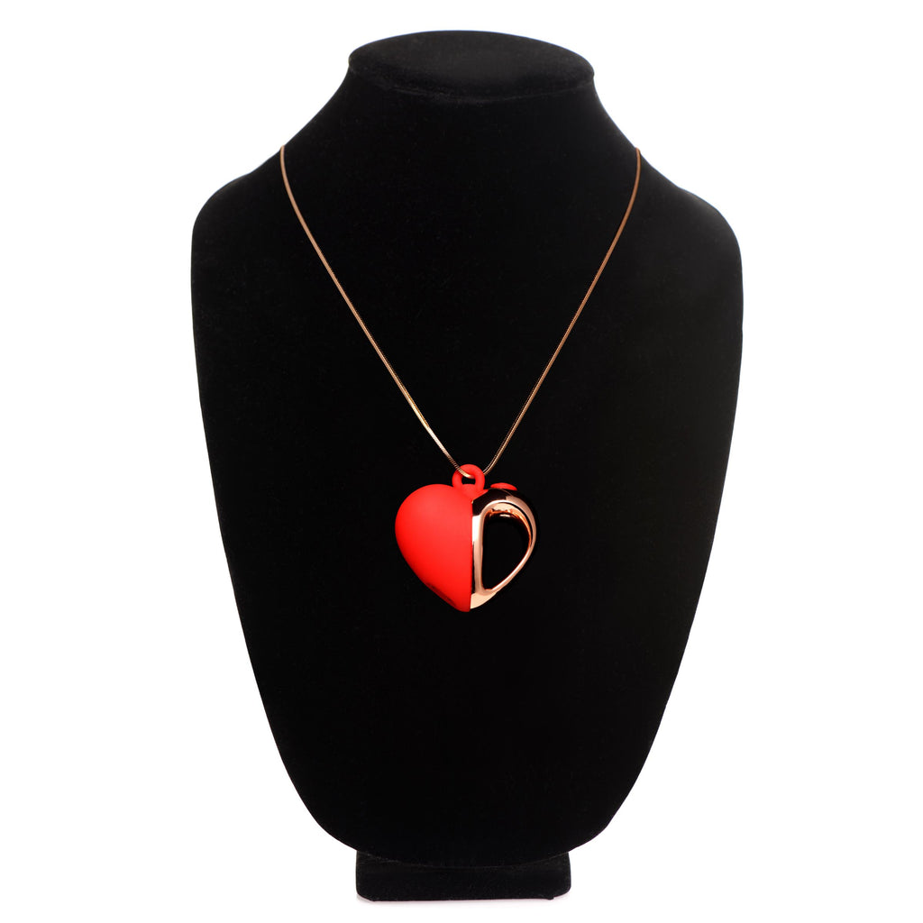 Charmed 10X Vibrating Silicone Heart Necklace Red