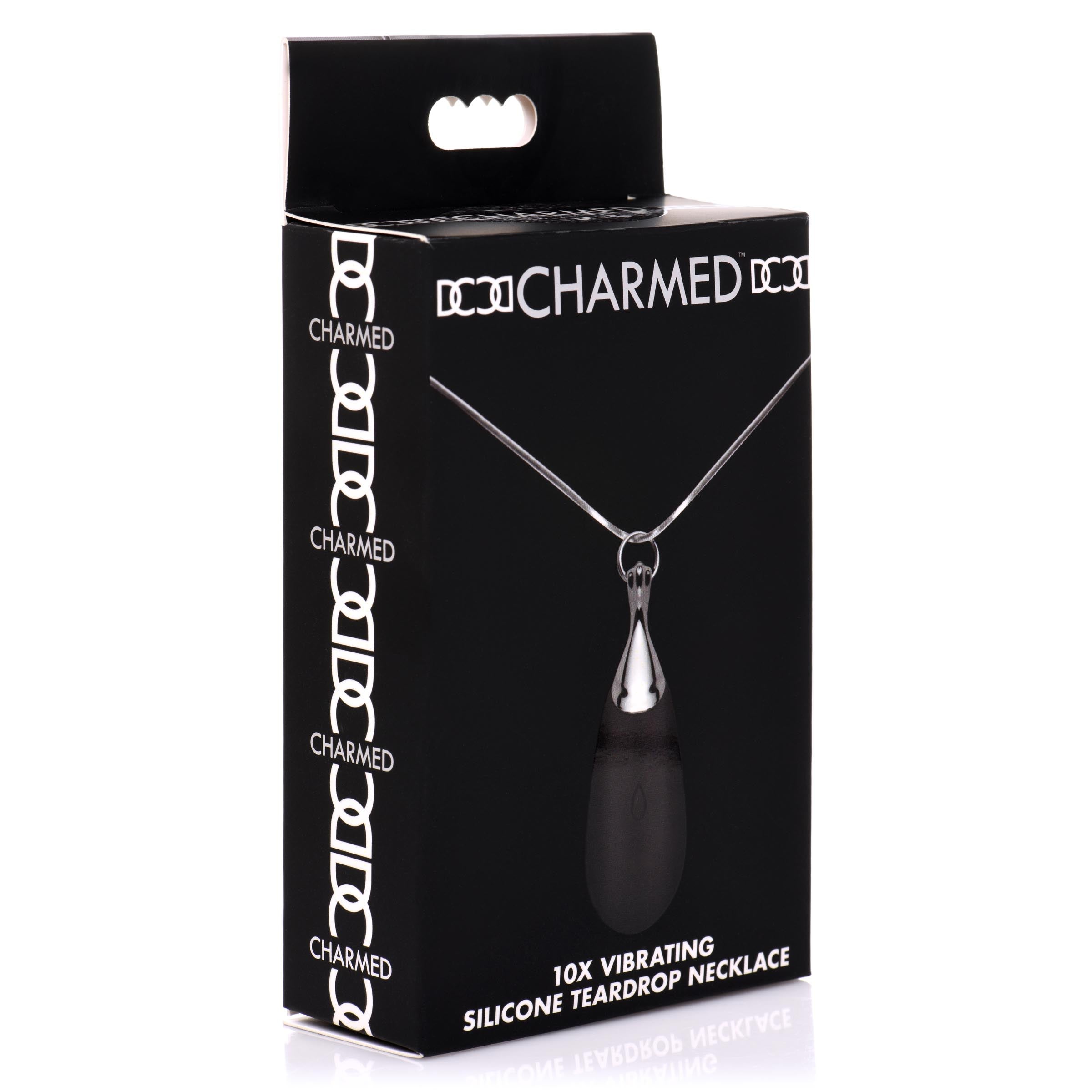 Charmed 10X Vibrating Silicone Teardrop Necklace Black