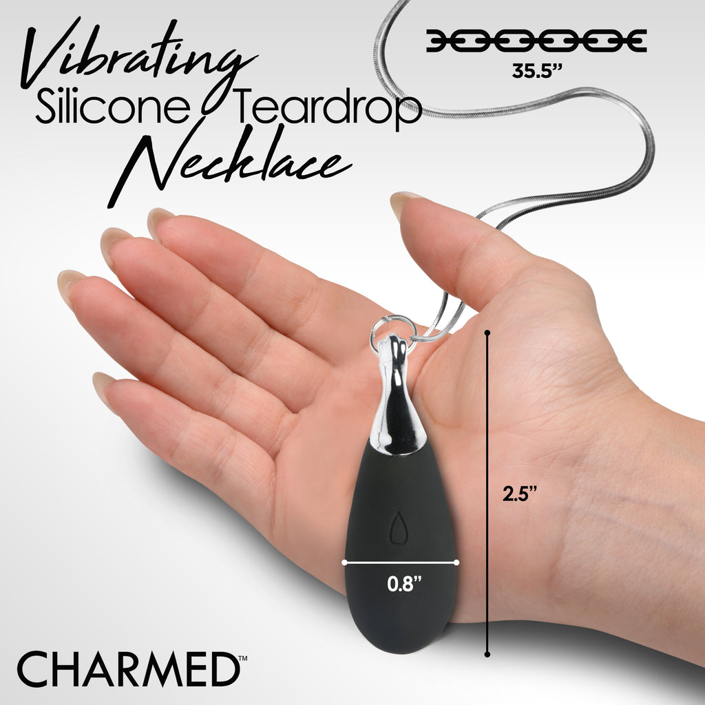 Charmed 10X Vibrating Silicone Teardrop Necklace Black