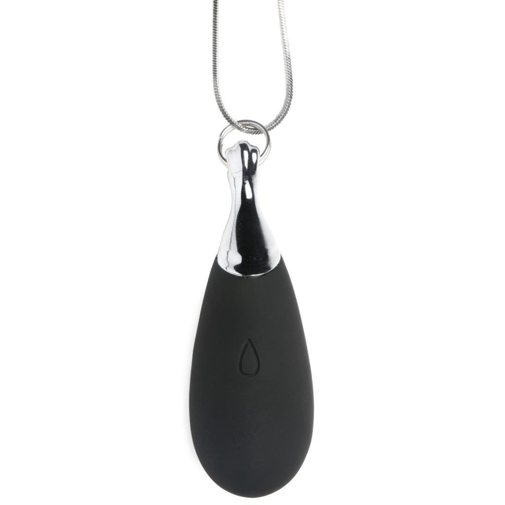 Charmed 10X Vibrating Silicone Teardrop Necklace Black