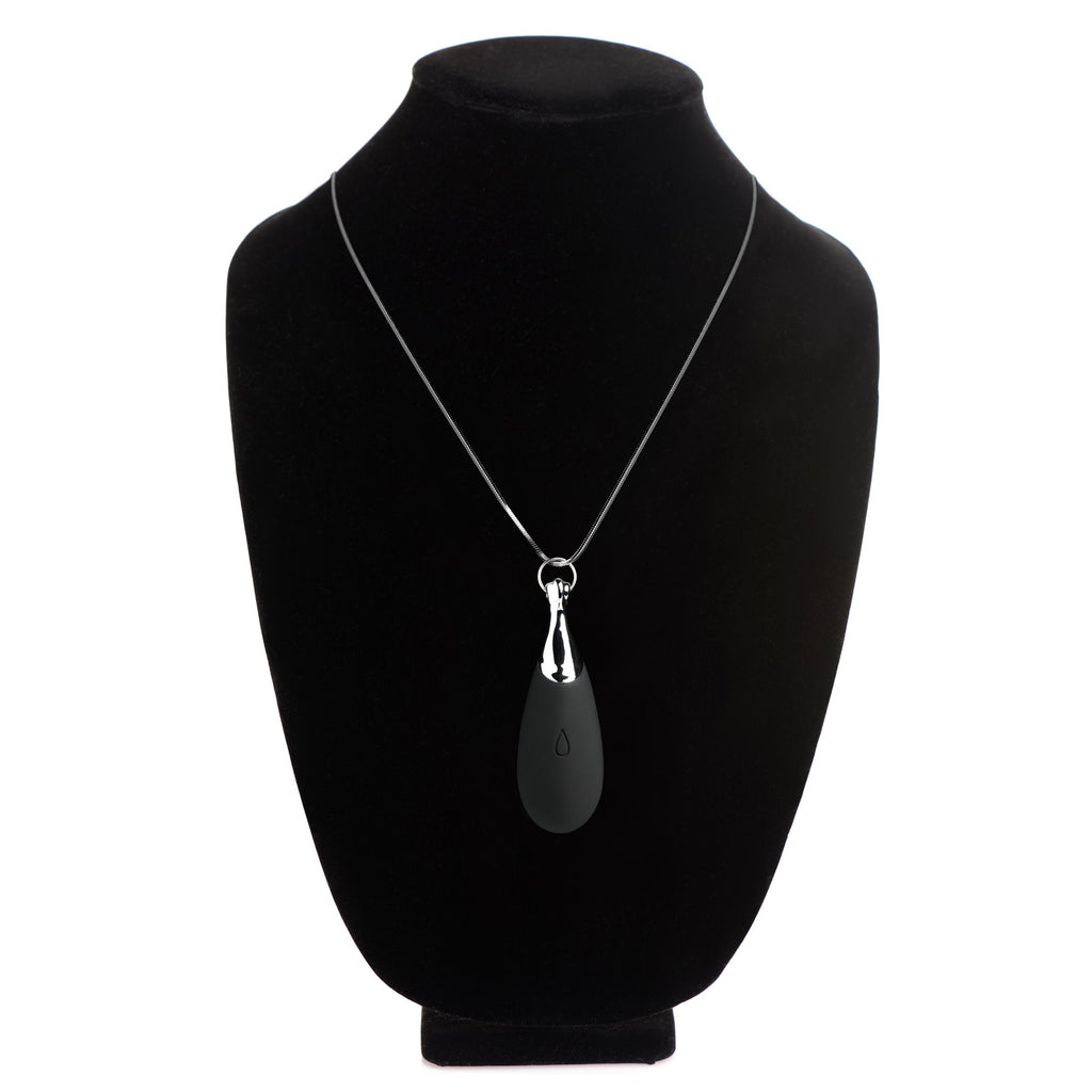 Charmed 10X Vibrating Silicone Teardrop Necklace Black