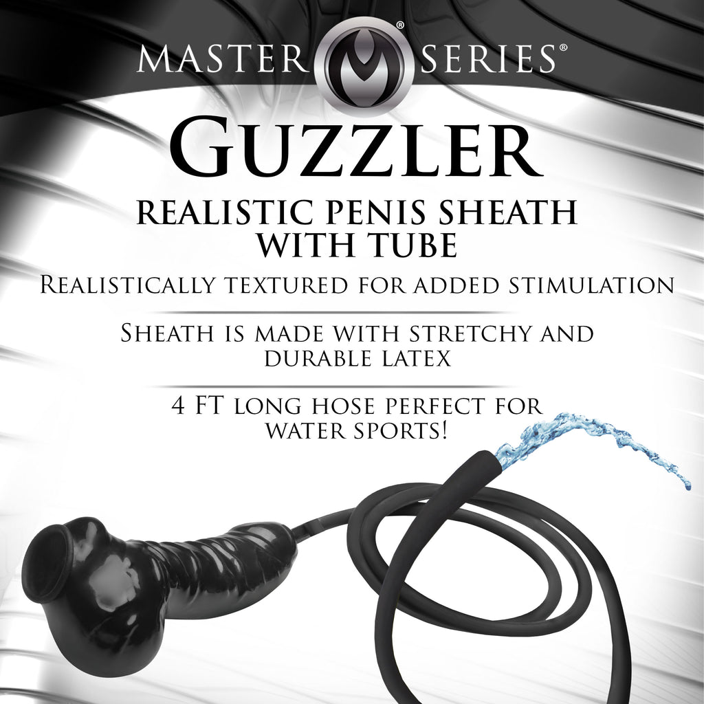 Master Series Guzzler Realistic Penis Sheath with Tube Black
