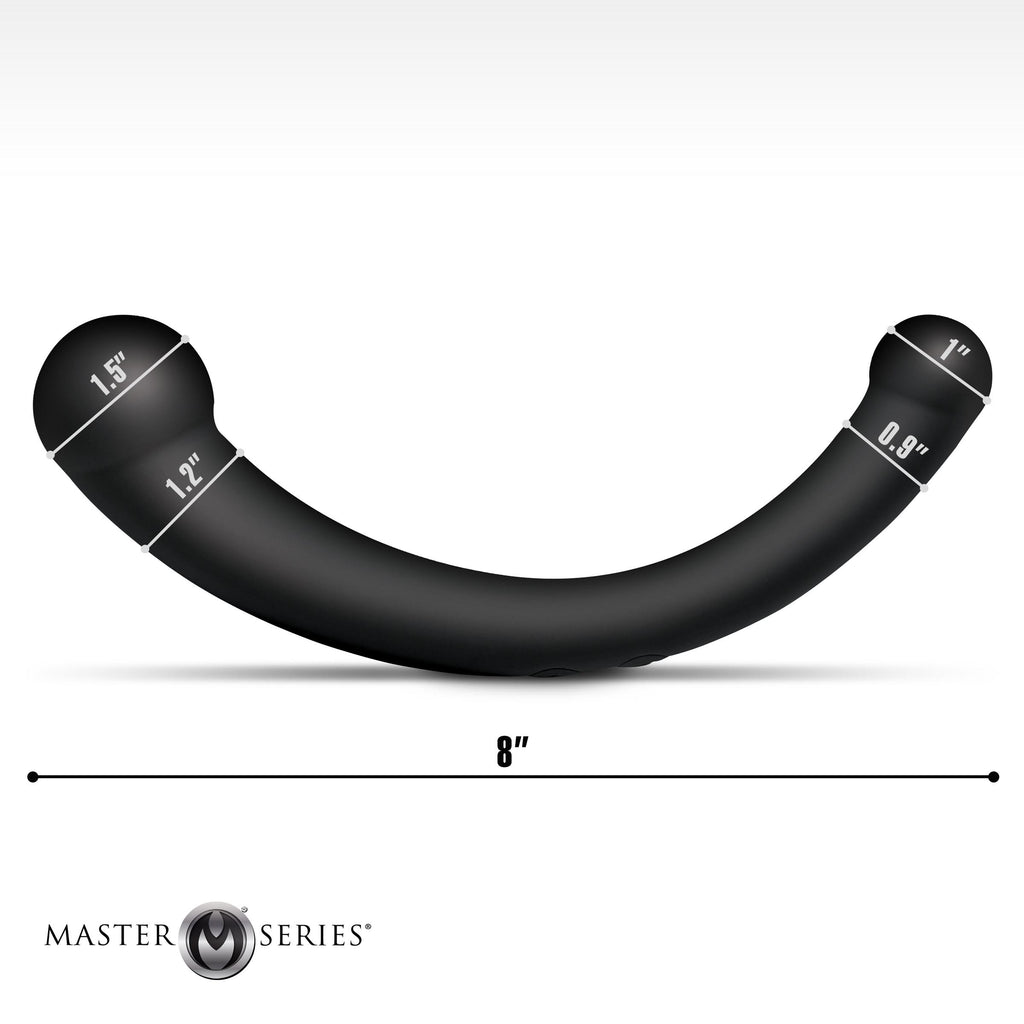 Master Series 10X Vibra-Crescent Vibrating Silicone Dual-Ended Dildo - Silver Black