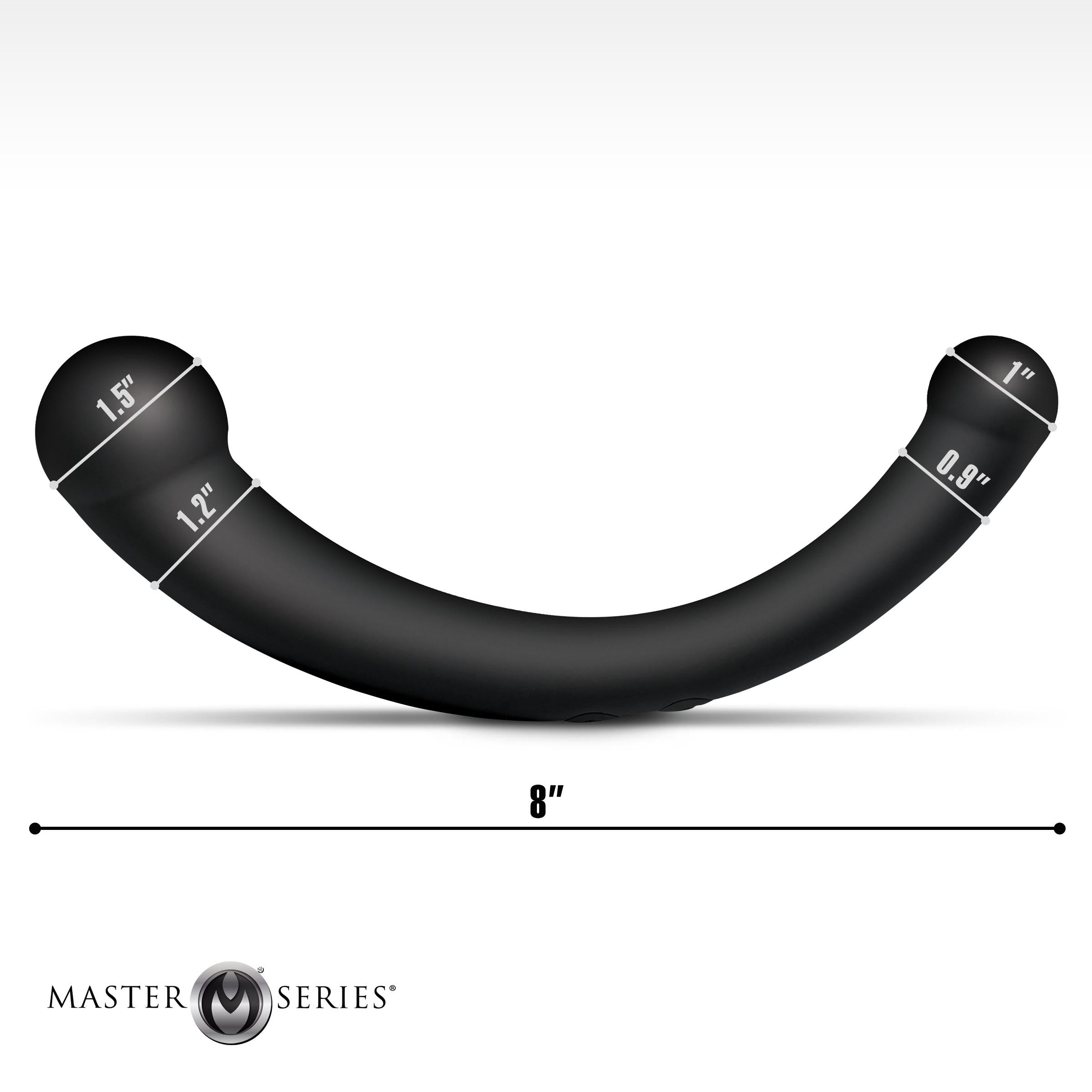 Master Series 10X Vibra-Crescent Vibrating Silicone Dual-Ended Dildo - Silver Black