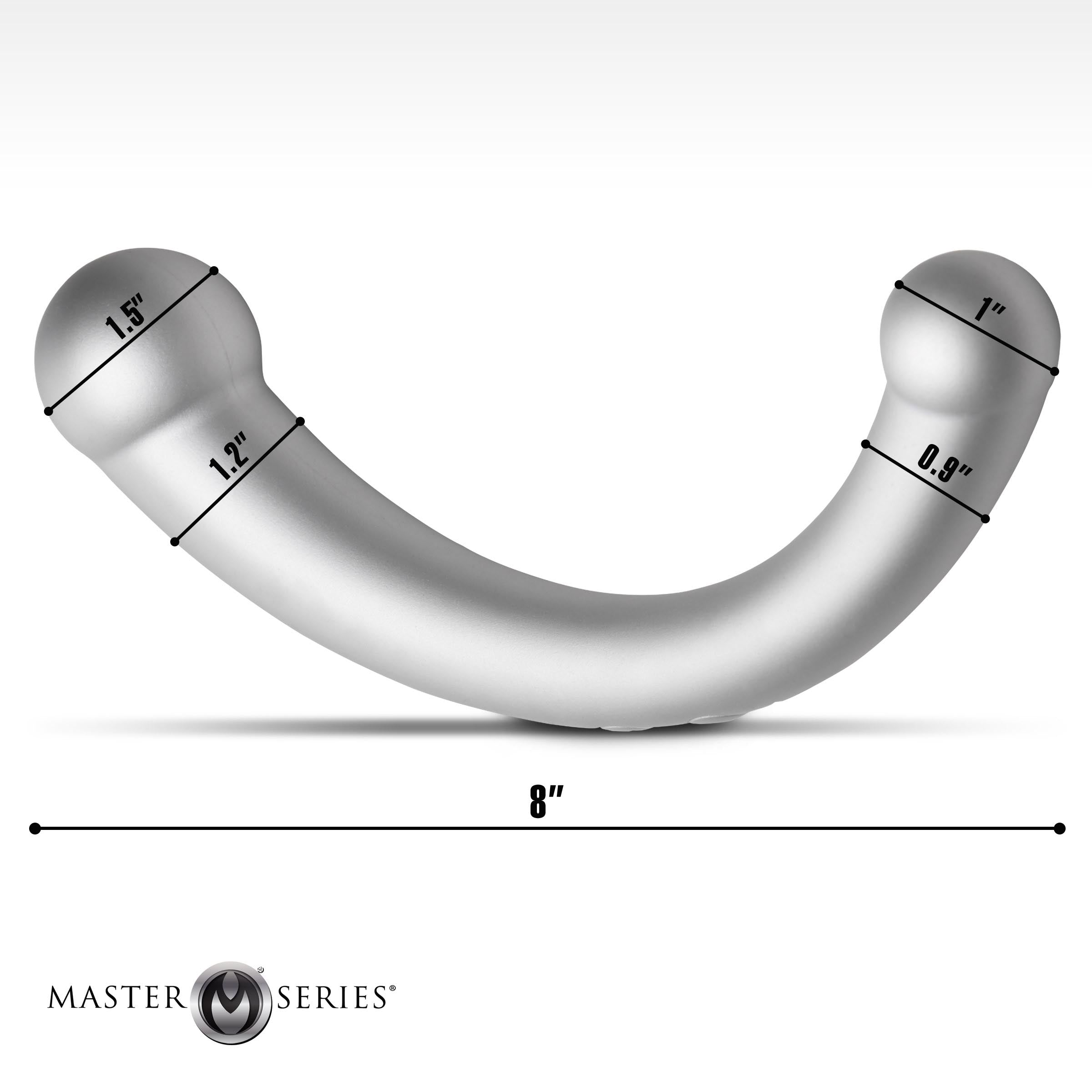 Master Series 10X Vibra-Crescent Vibrating Silicone Dual-Ended Dildo - Silver Grey