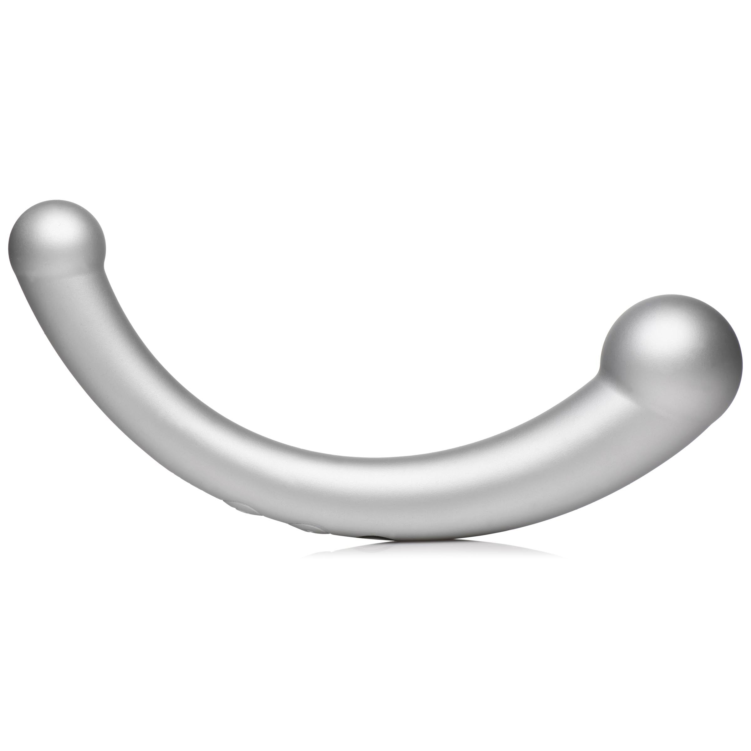 Master Series 10X Vibra-Crescent Vibrating Silicone Dual-Ended Dildo - Silver Grey