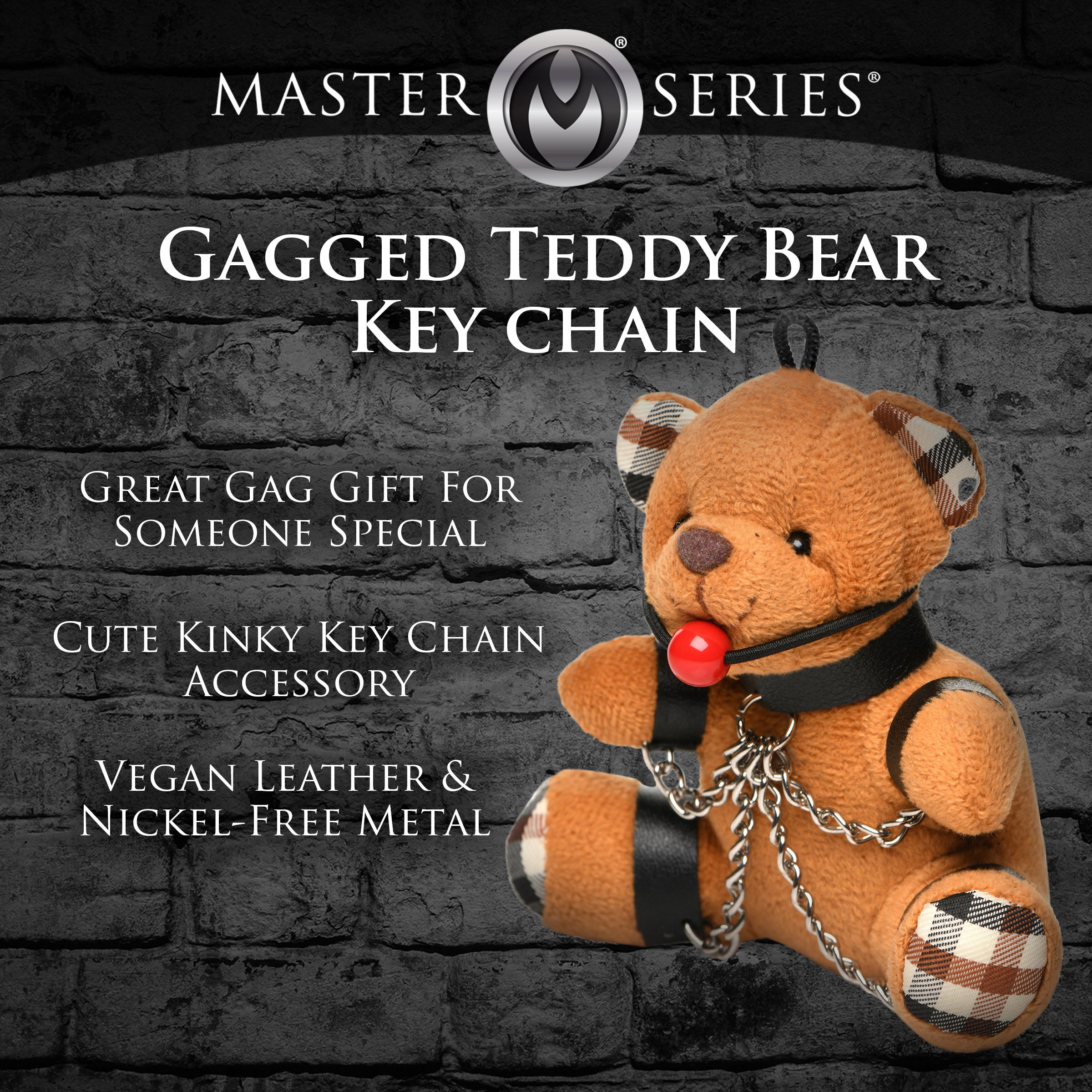 Master Series Gagged Teddy Bear Keychain Brown