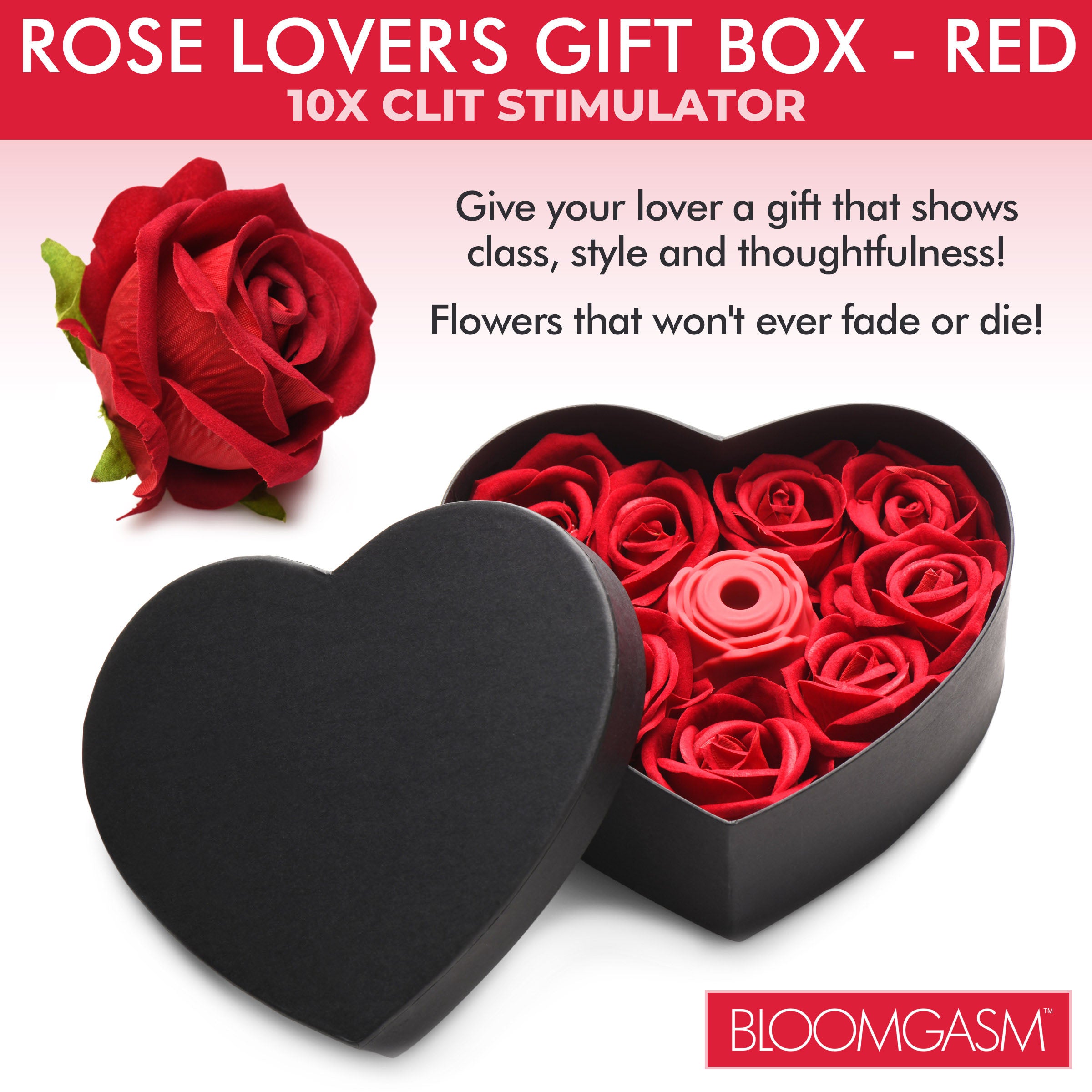 Bloomgasm The Rose Lover's Gift Box 10X Clit Suction Rose - Red Red