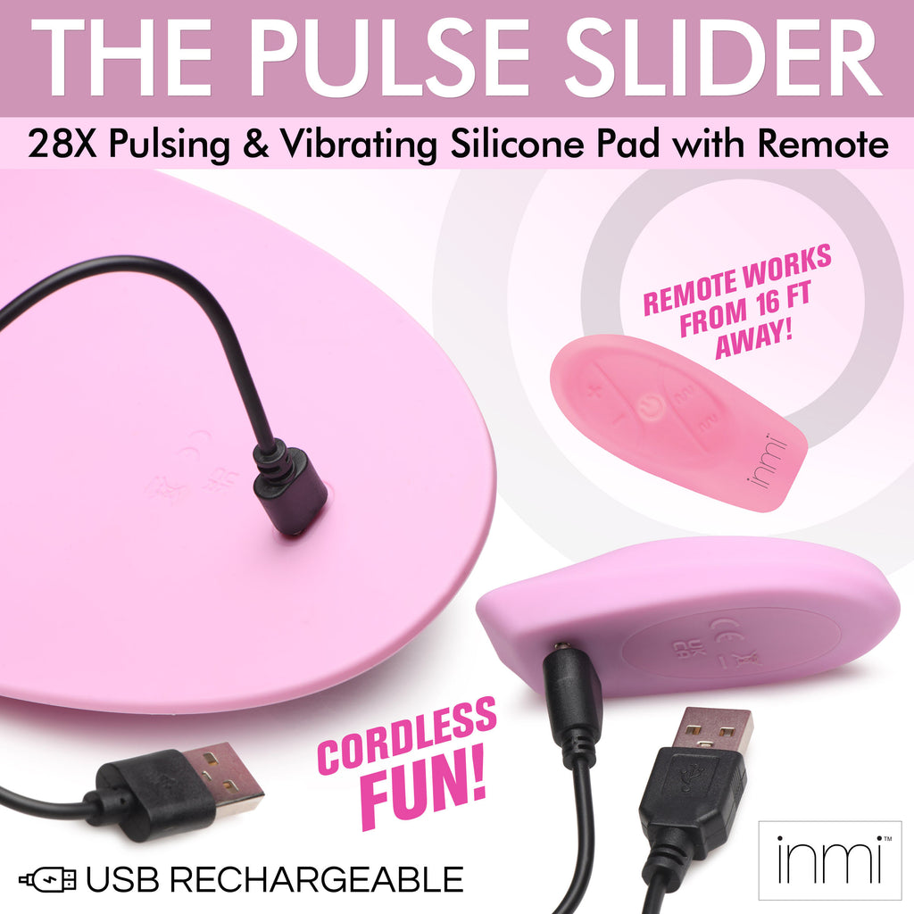 Inmi The Pulse Slider 28X Pulsing and Vibrating Silicone Pad with Remote Pink