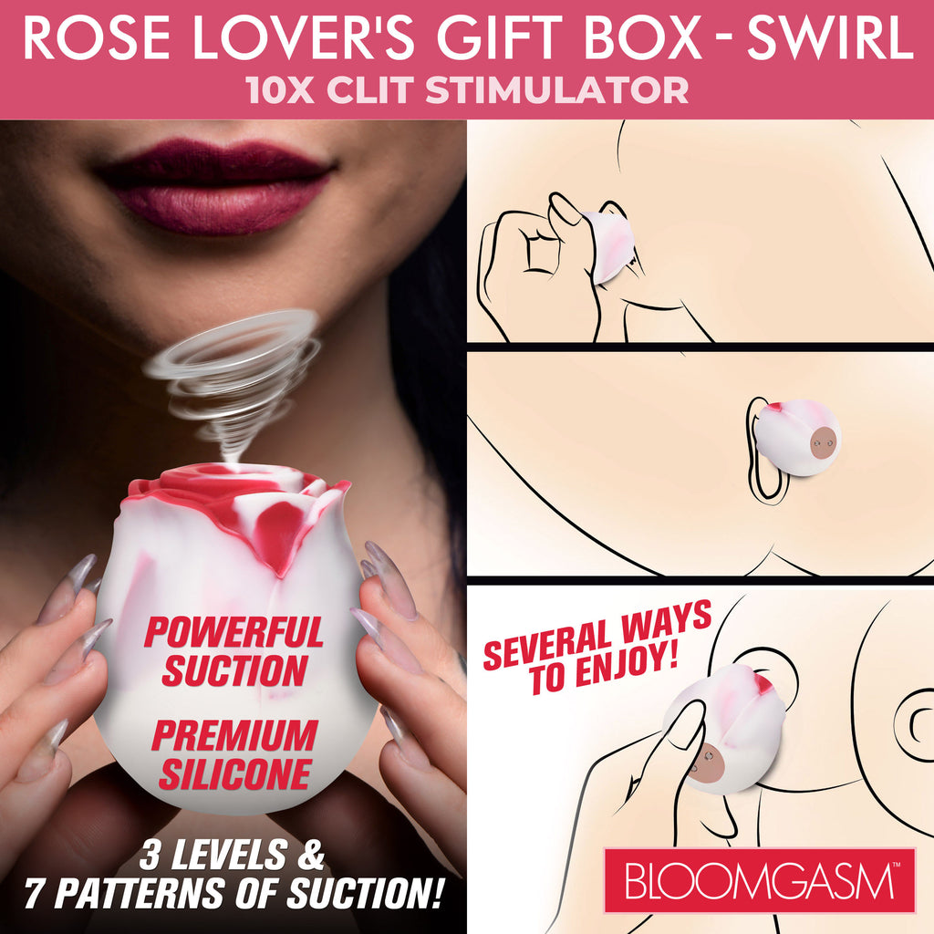 Bloomgasm The Rose Lovers Gift Box 10x Clit Suction Rose - Swirl Multi