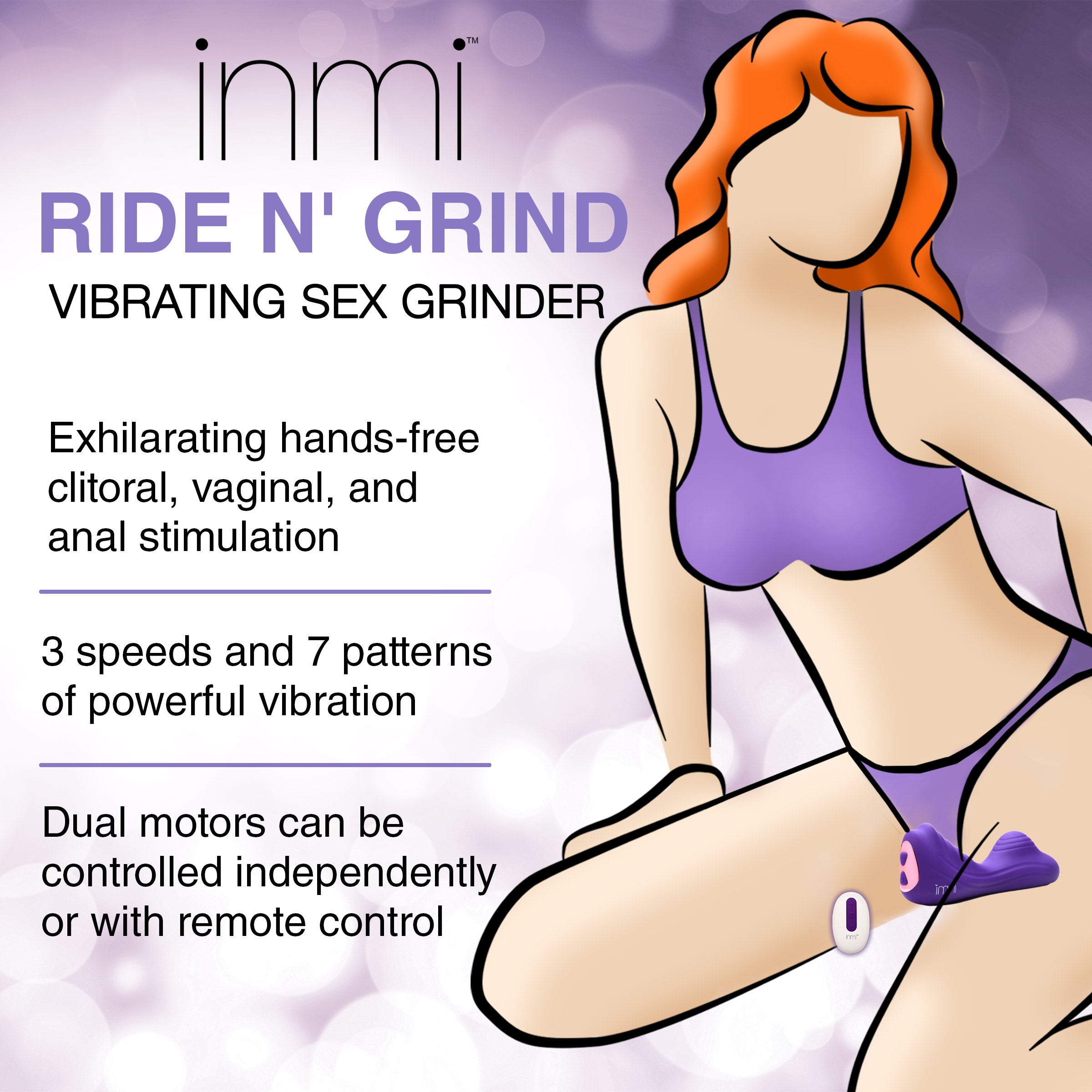 Inmi Ride n' Grind 10 X Vibrating Silicone Sex Grinder Purple