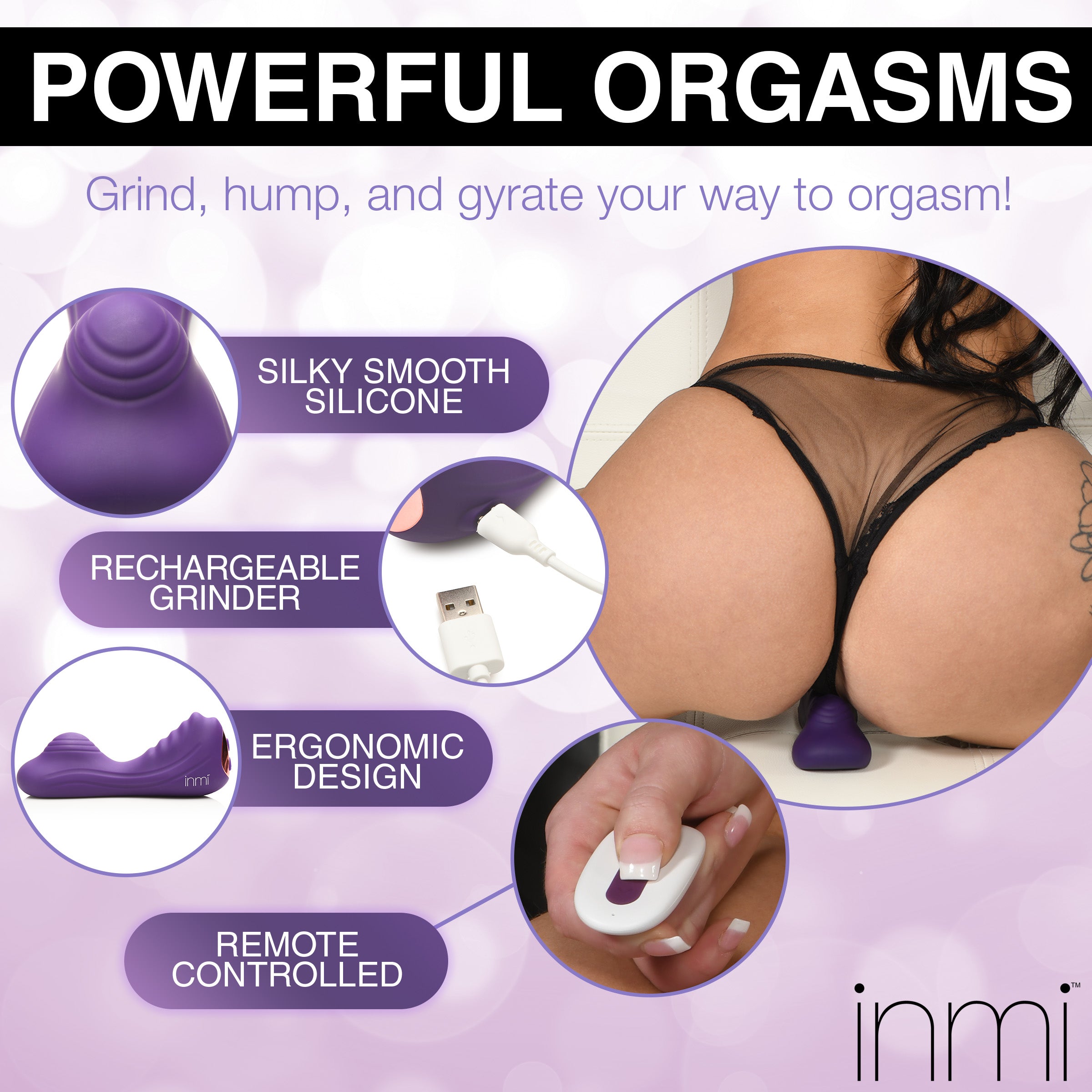 Inmi Ride n' Grind 10 X Vibrating Silicone Sex Grinder Purple