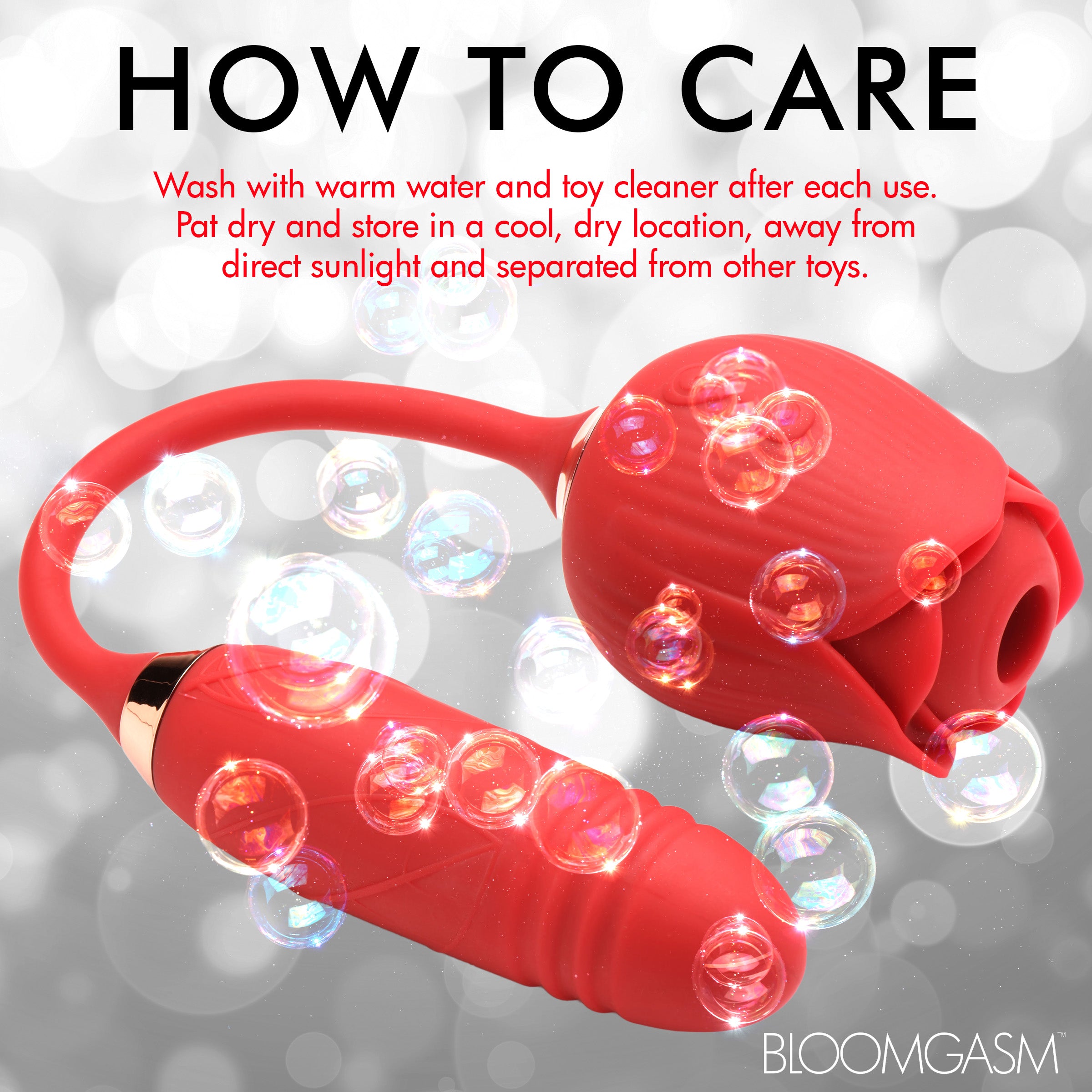 Bloomgasm 10X Romping Rose Suction and Thrusting Vibrator Red