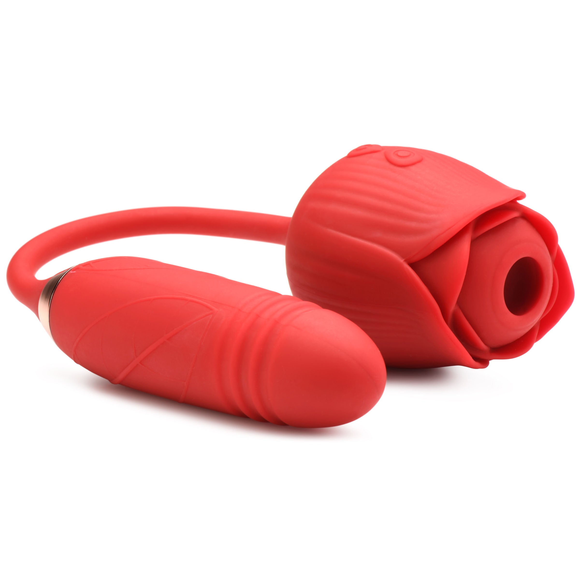 Bloomgasm 10X Romping Rose Suction and Thrusting Vibrator Red