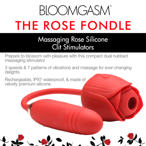 Bloomgasm 10X Romping Rose Suction and Thrusting Vibrator Red