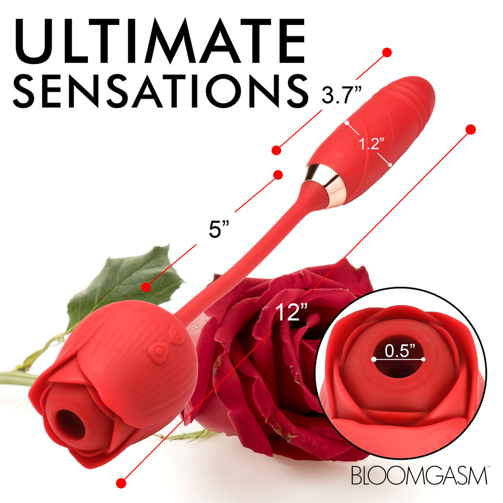 Bloomgasm 10X Romping Rose Suction and Thrusting Vibrator Red