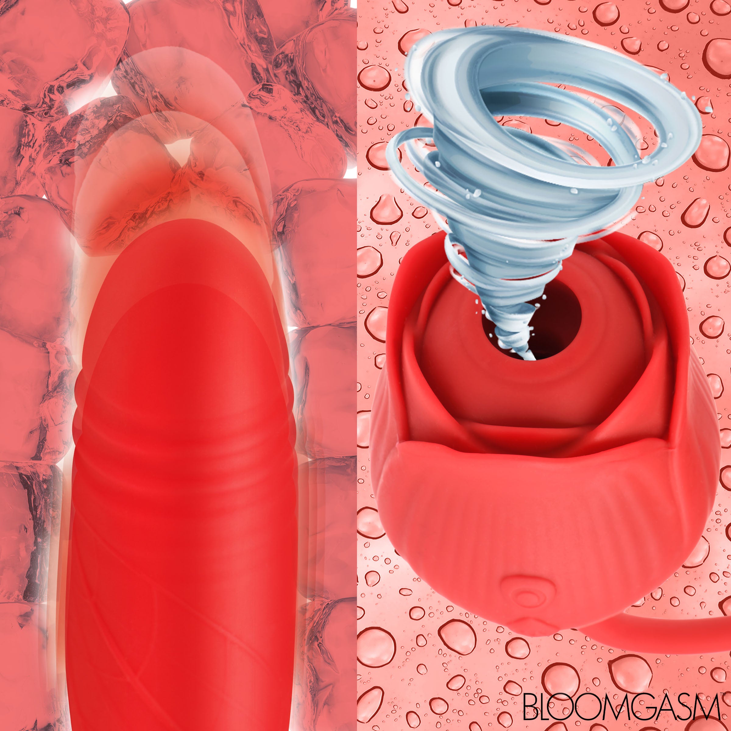 Bloomgasm 10X Romping Rose Suction and Thrusting Vibrator Red