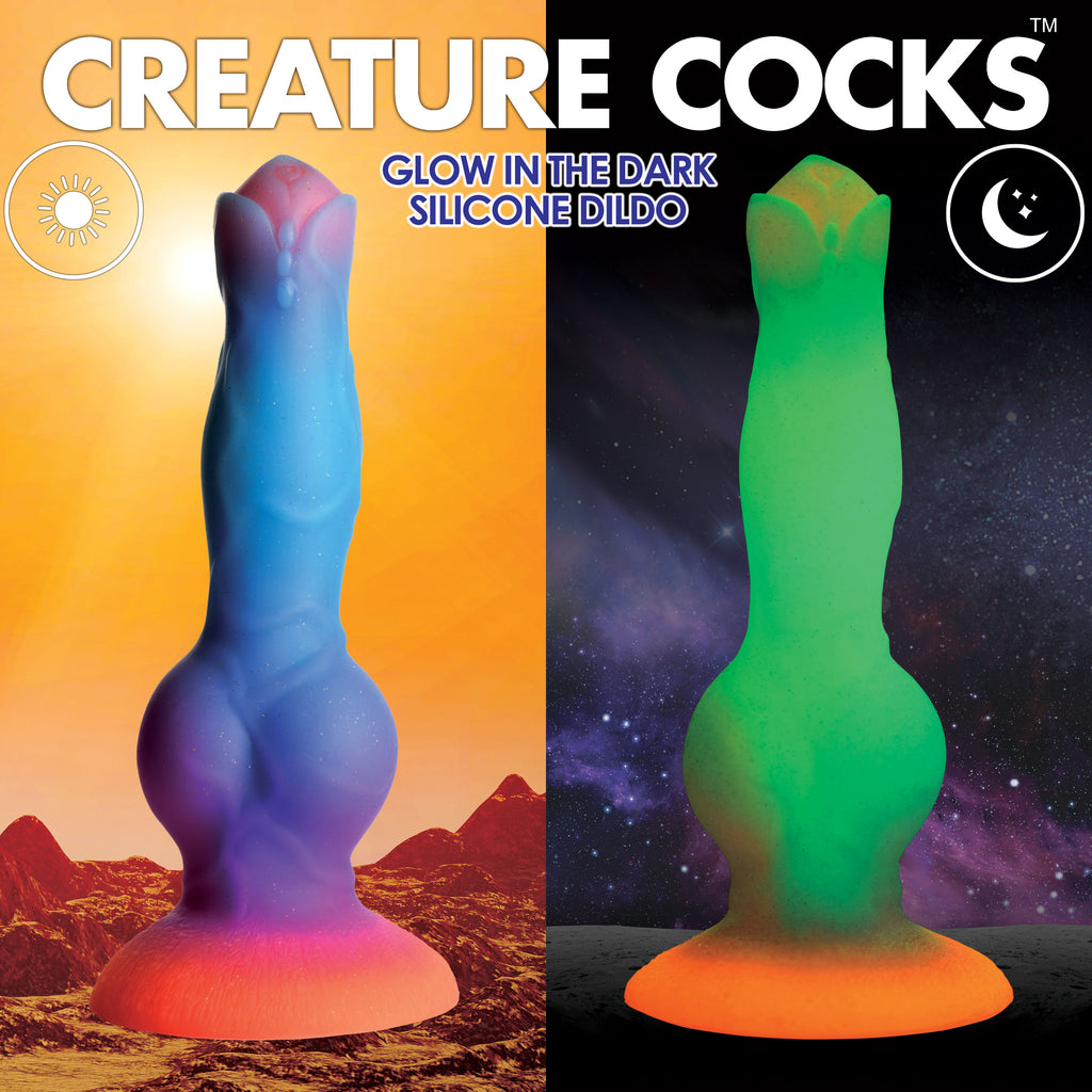 Creature Cocks Space Cock Glow-in-the-Dark Silicone Alien Dildo Multi