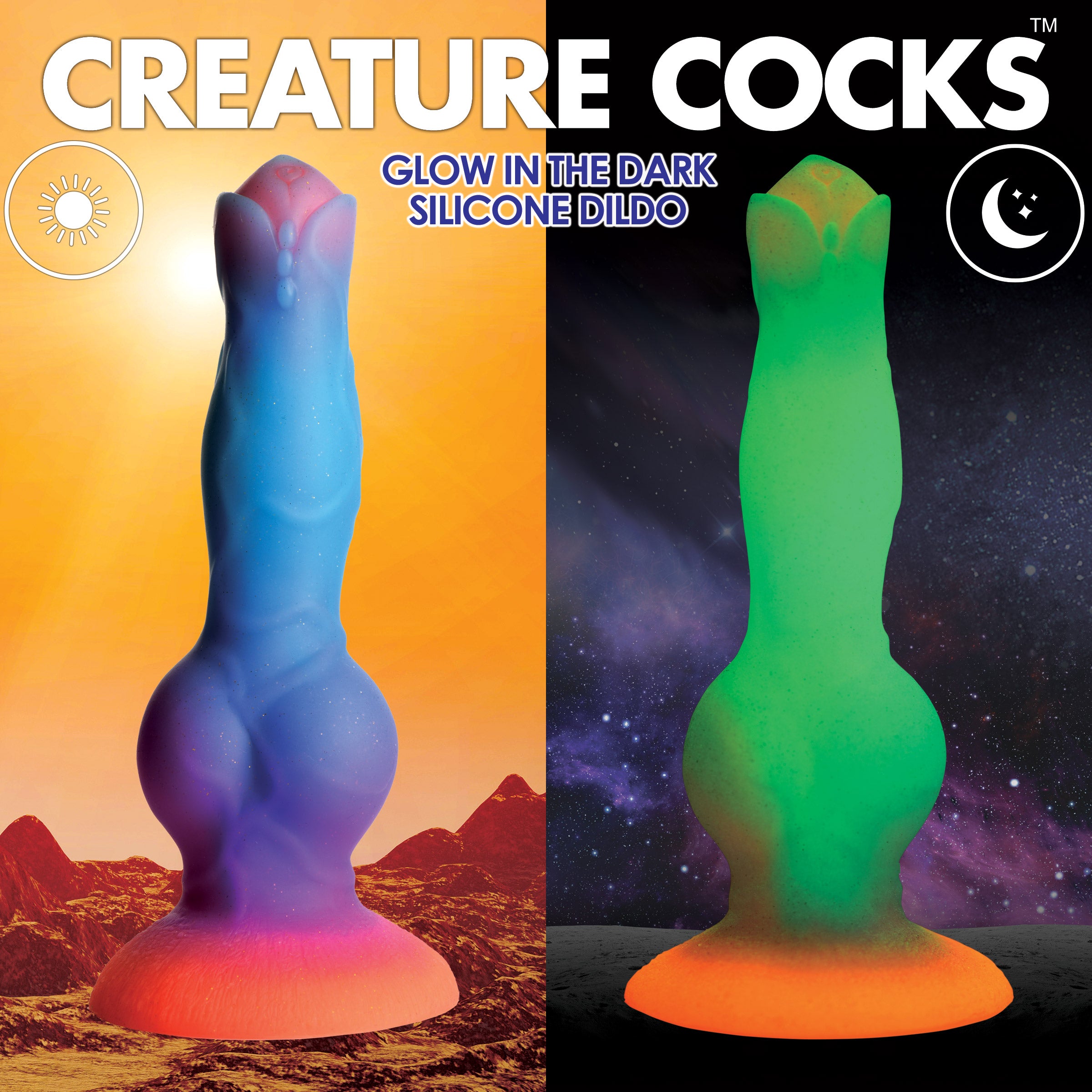 Creature Cocks Space Cock Glow-in-the-Dark Silicone Alien Dildo Multi