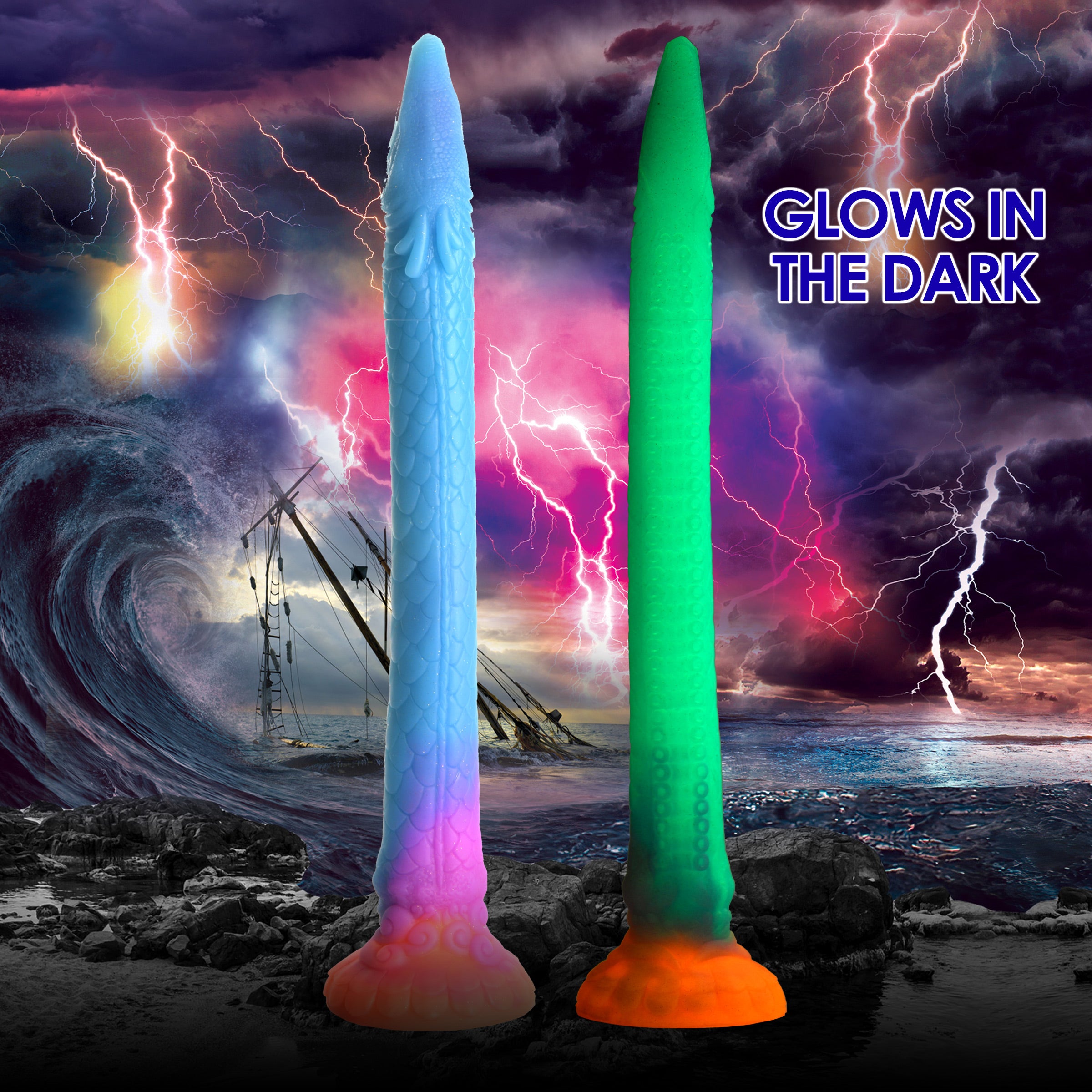 Creature Cocks Makara Glow-in-the-Dark Silicone Snake Dildo Multi