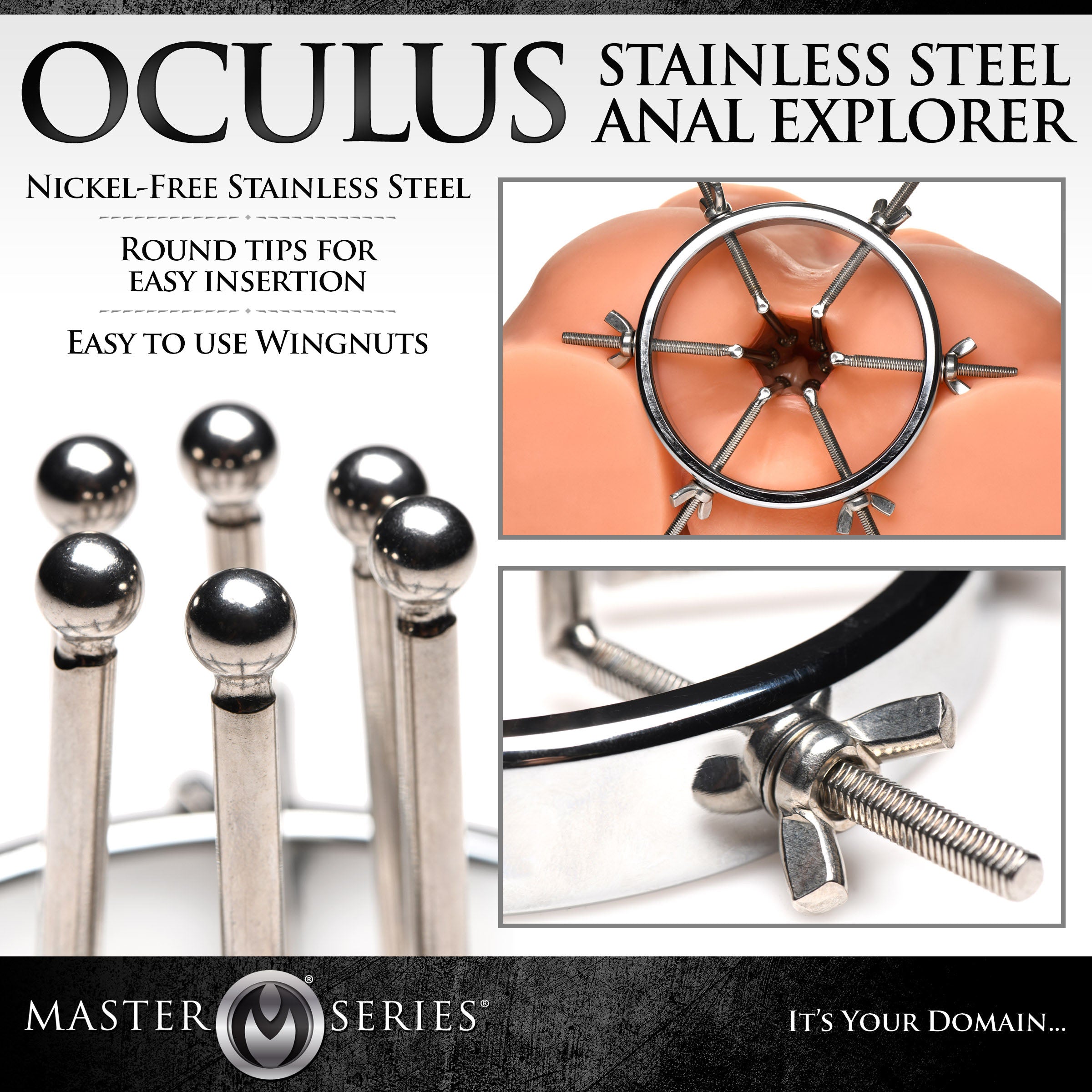 Master Series Oculus Stainless Steel Anal Explorer Grey