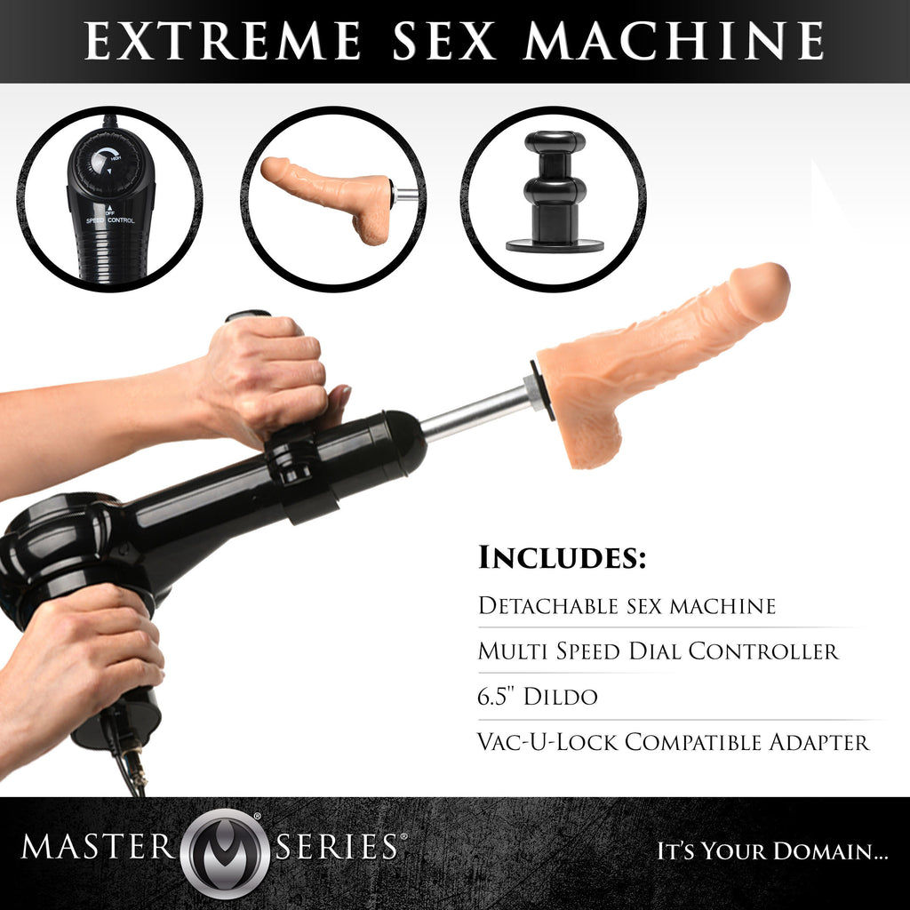 Master Series Ultimate Obedience Chair with Sex Machine Black
