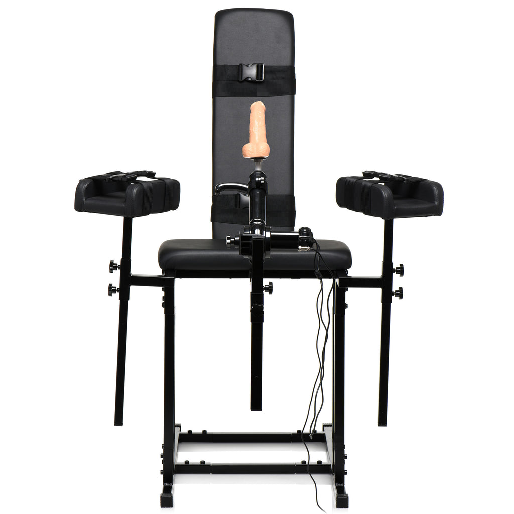 Master Series Ultimate Obedience Chair with Sex Machine Black